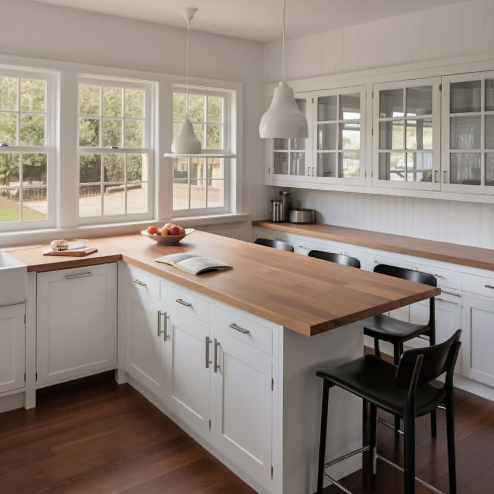 Butcher Block Countertop on Unique Kitchen Island