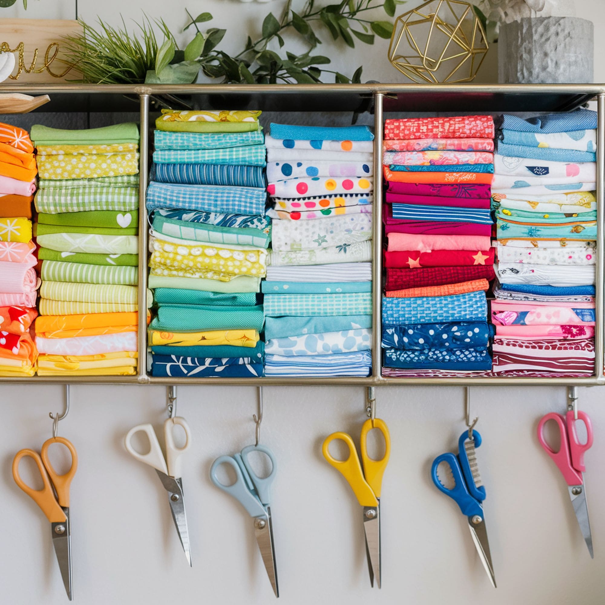 Craft Room With Organized Fabrics