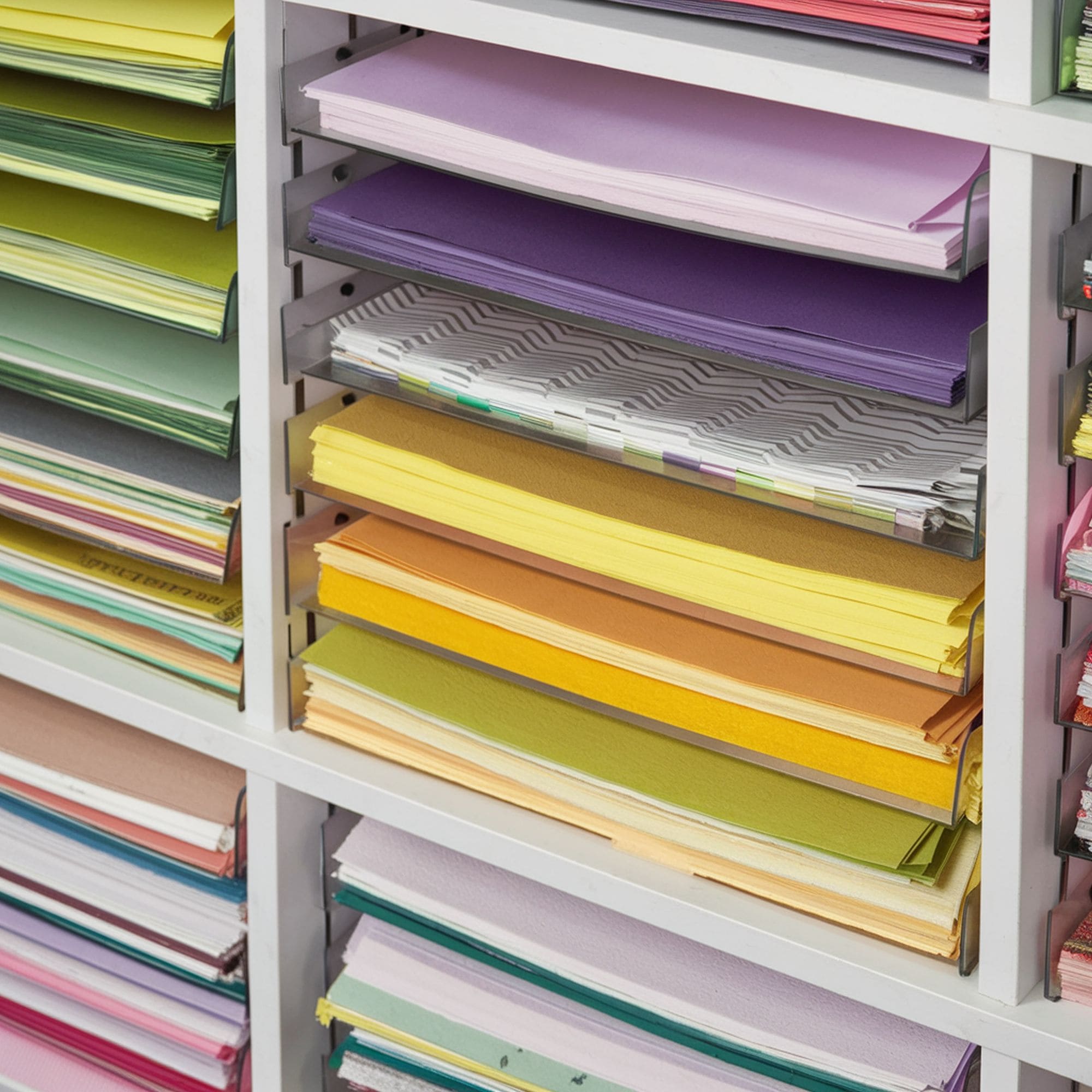 Craft Room With Scrapbook Paper Stacking Trays