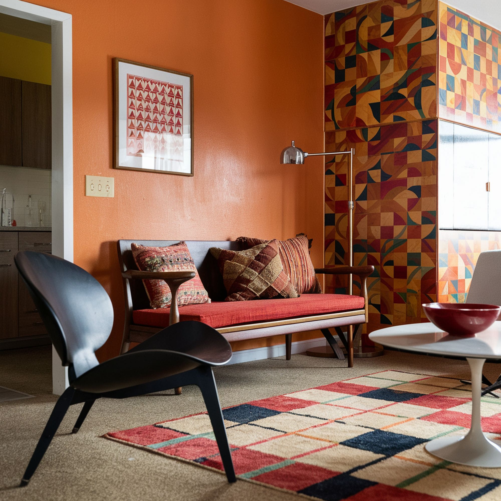 Mid Century Modern Orange Living Room