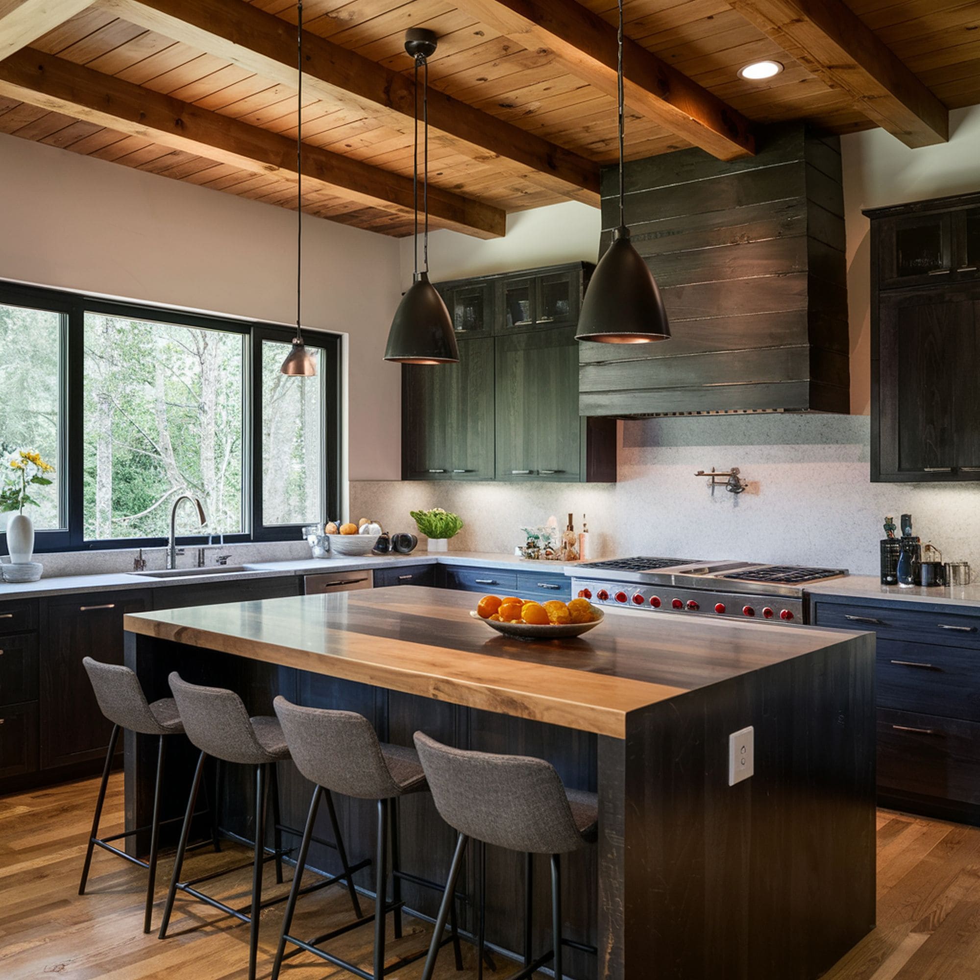 Elegant Kitchen With Butcher Block Countertop