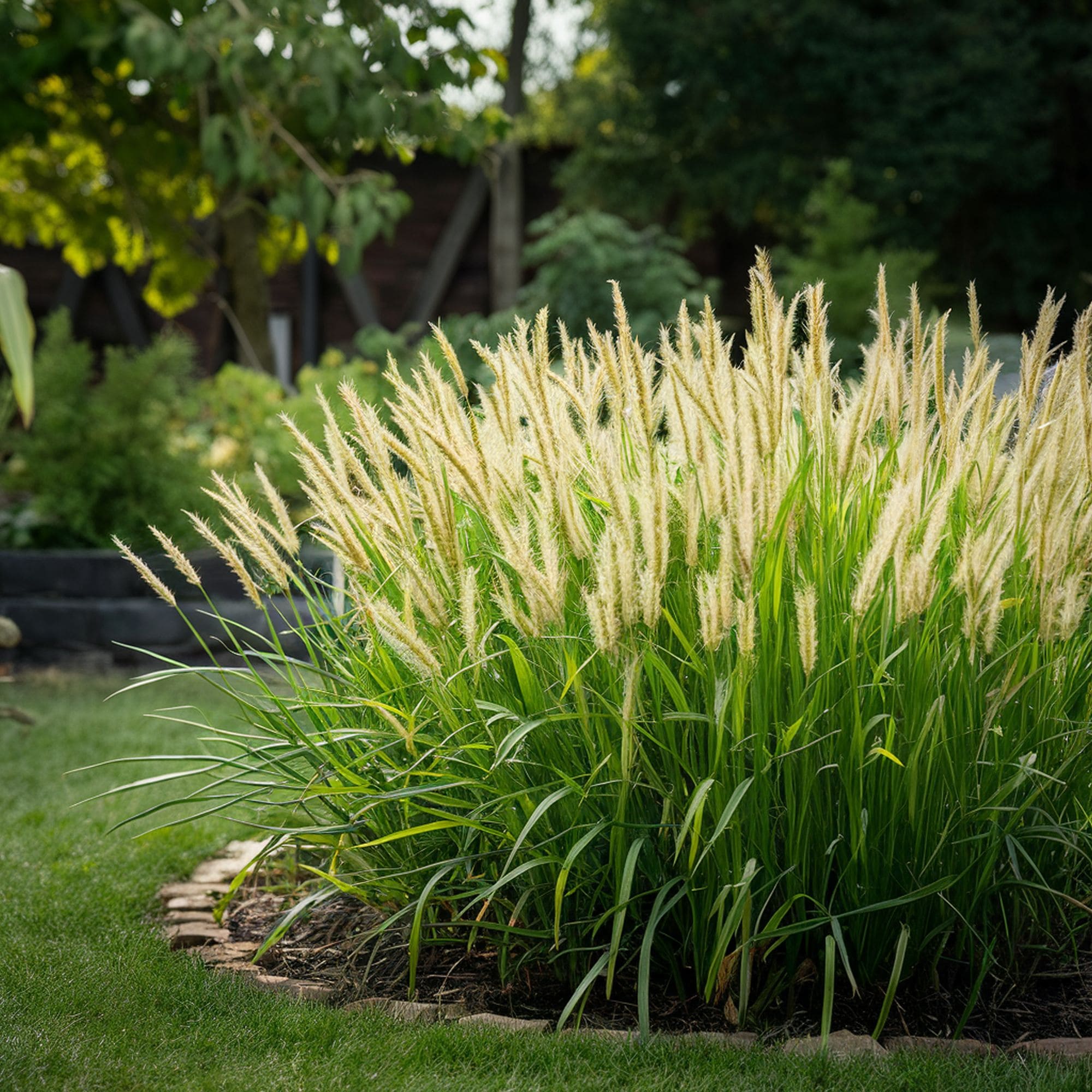 Ornamental Grass in a Backyard