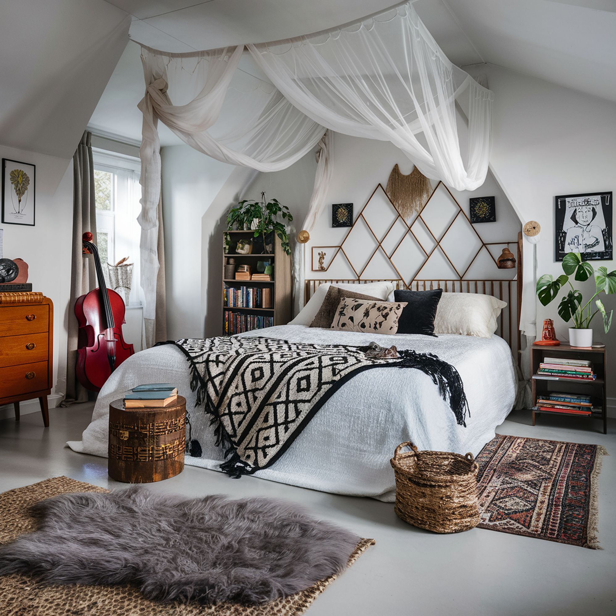 Cozy White BoHo Bedroom