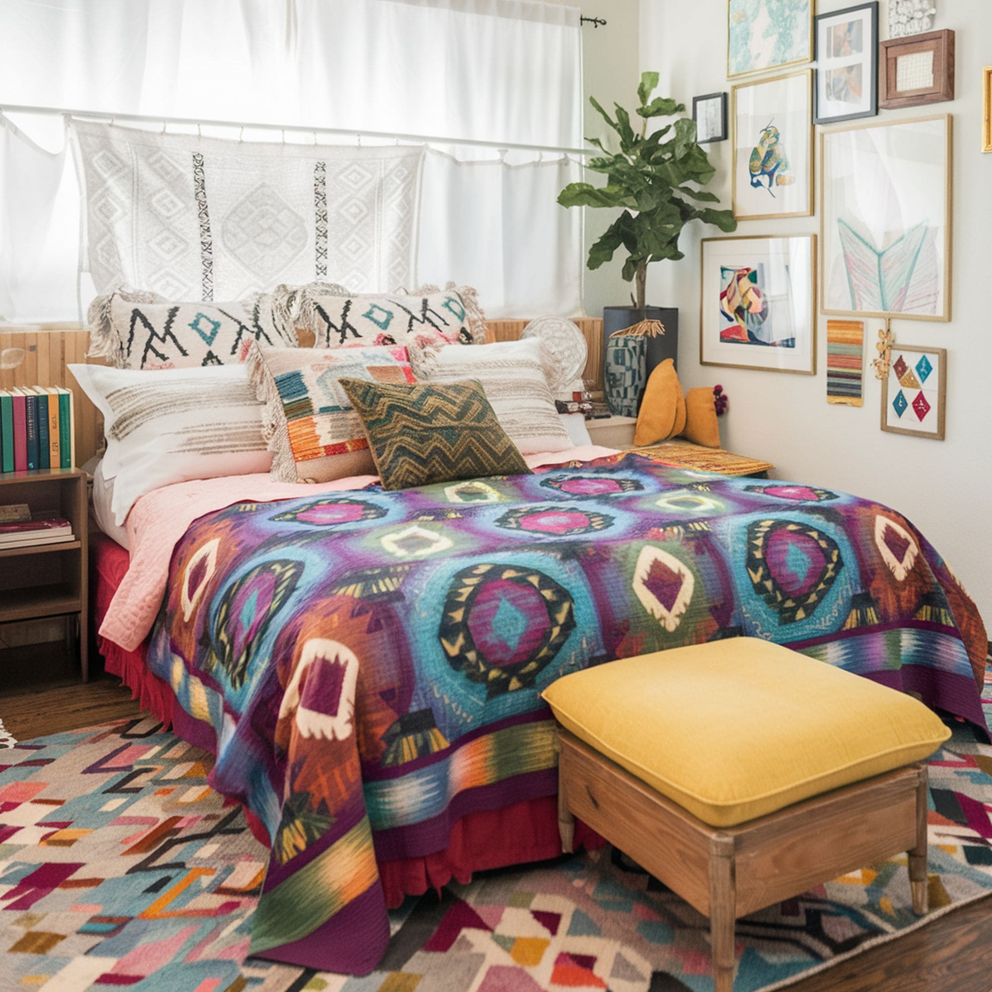 Colorful Patterned BoHo Bedroom