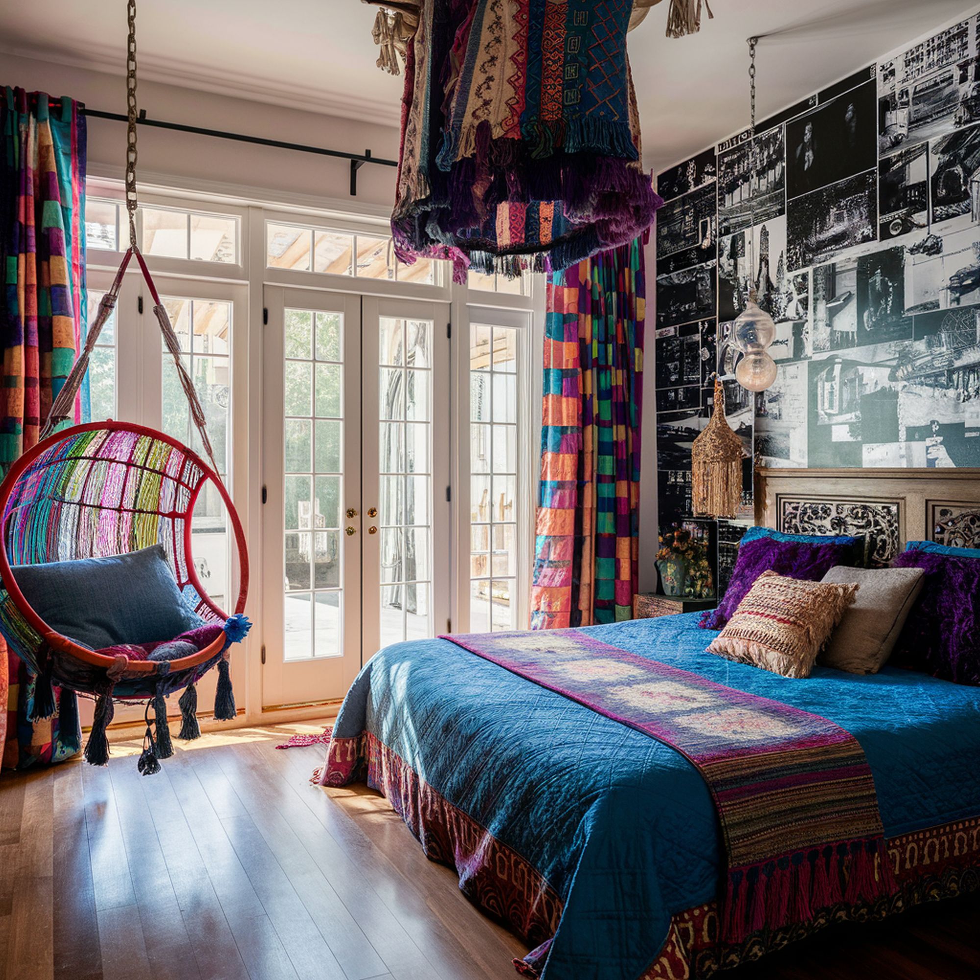 BoHo Bedroom With Hanging Chair