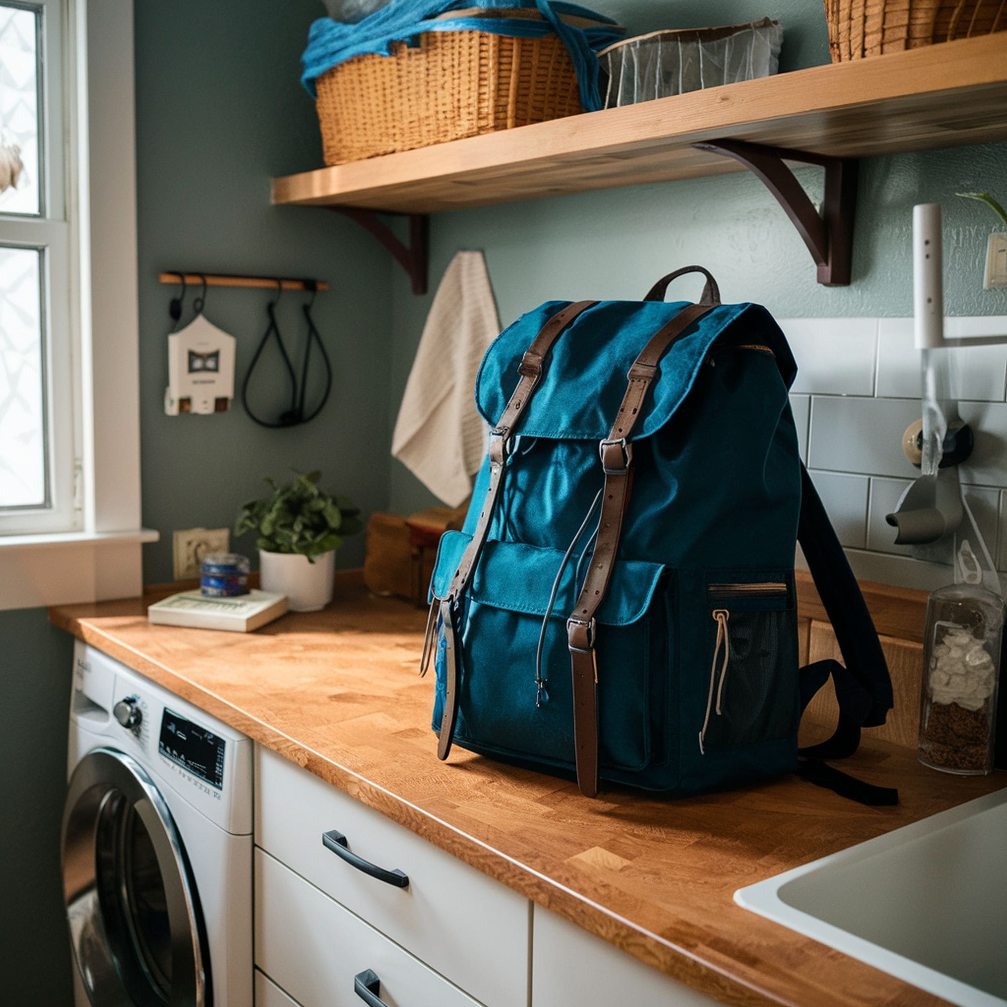 Backpack in the Laundry Room