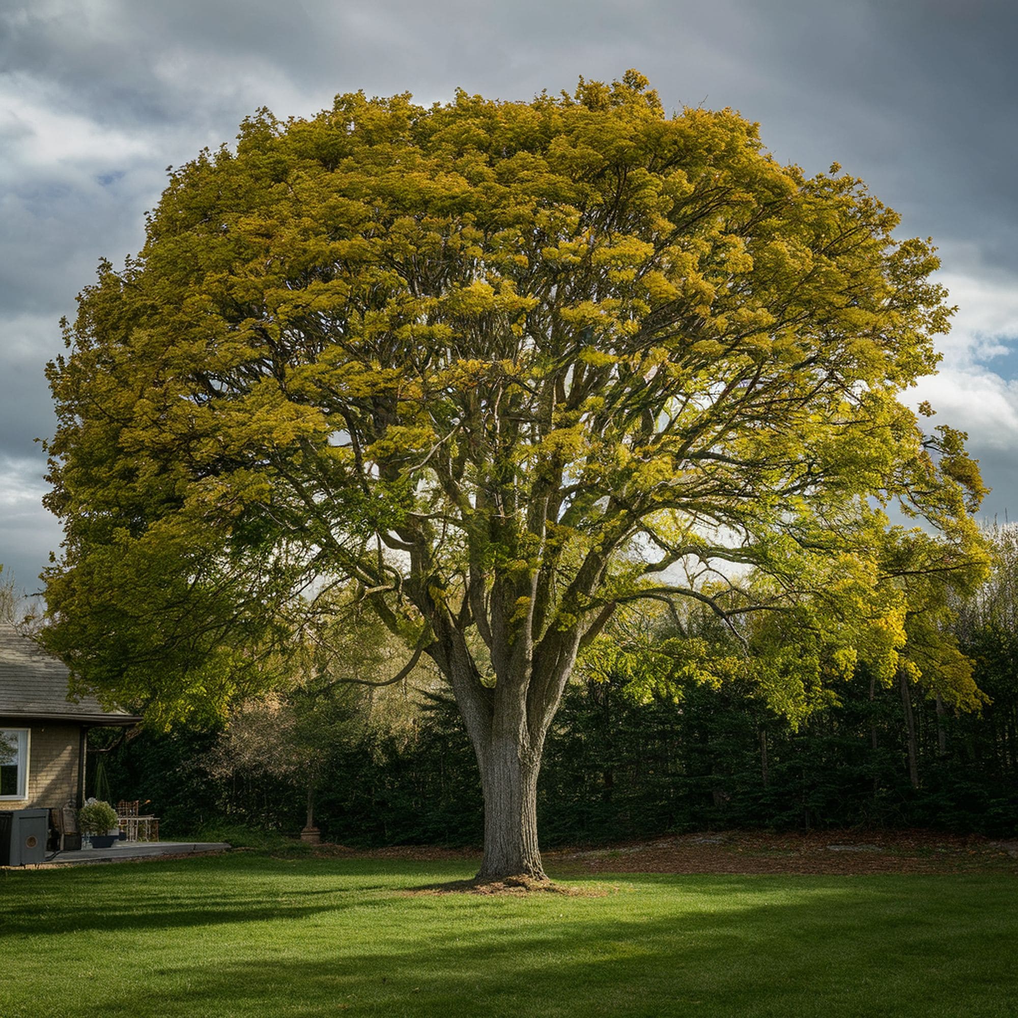 Elm Tree in a Backyard