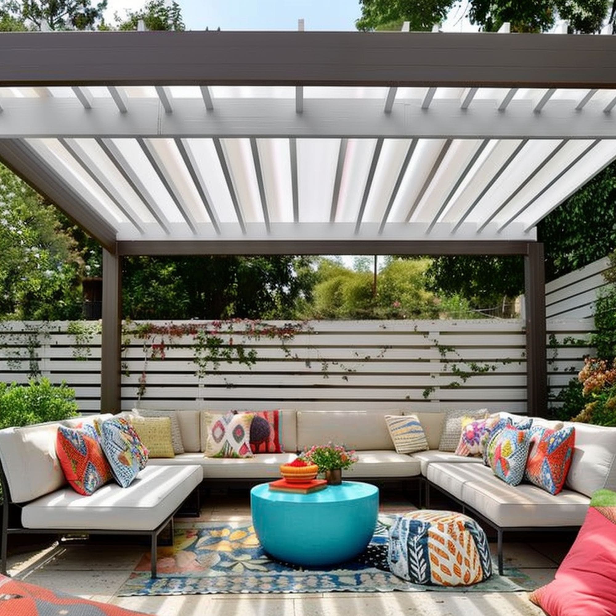 Modern Pergola With White Roof Panels