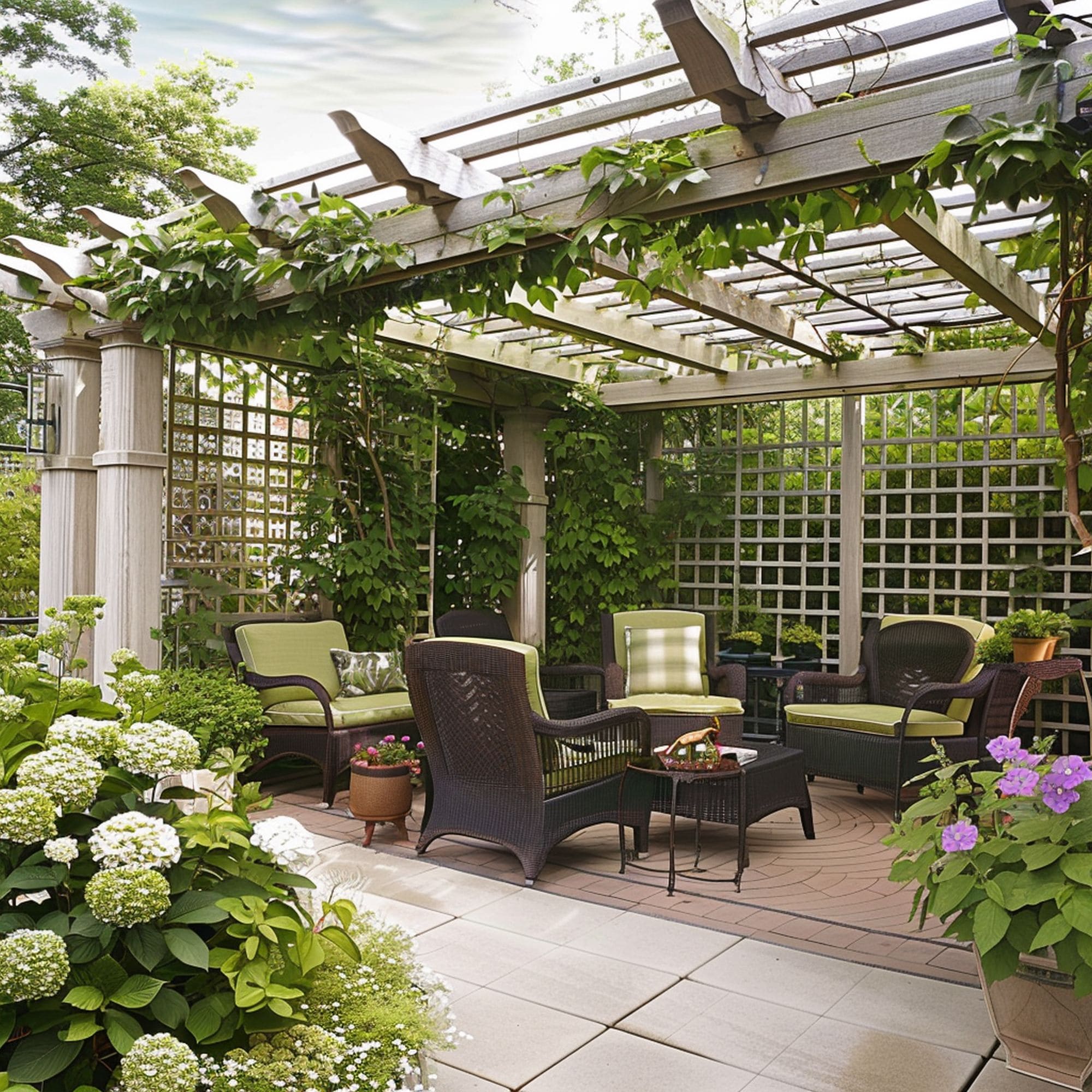 Pergola With Trellis Screen
