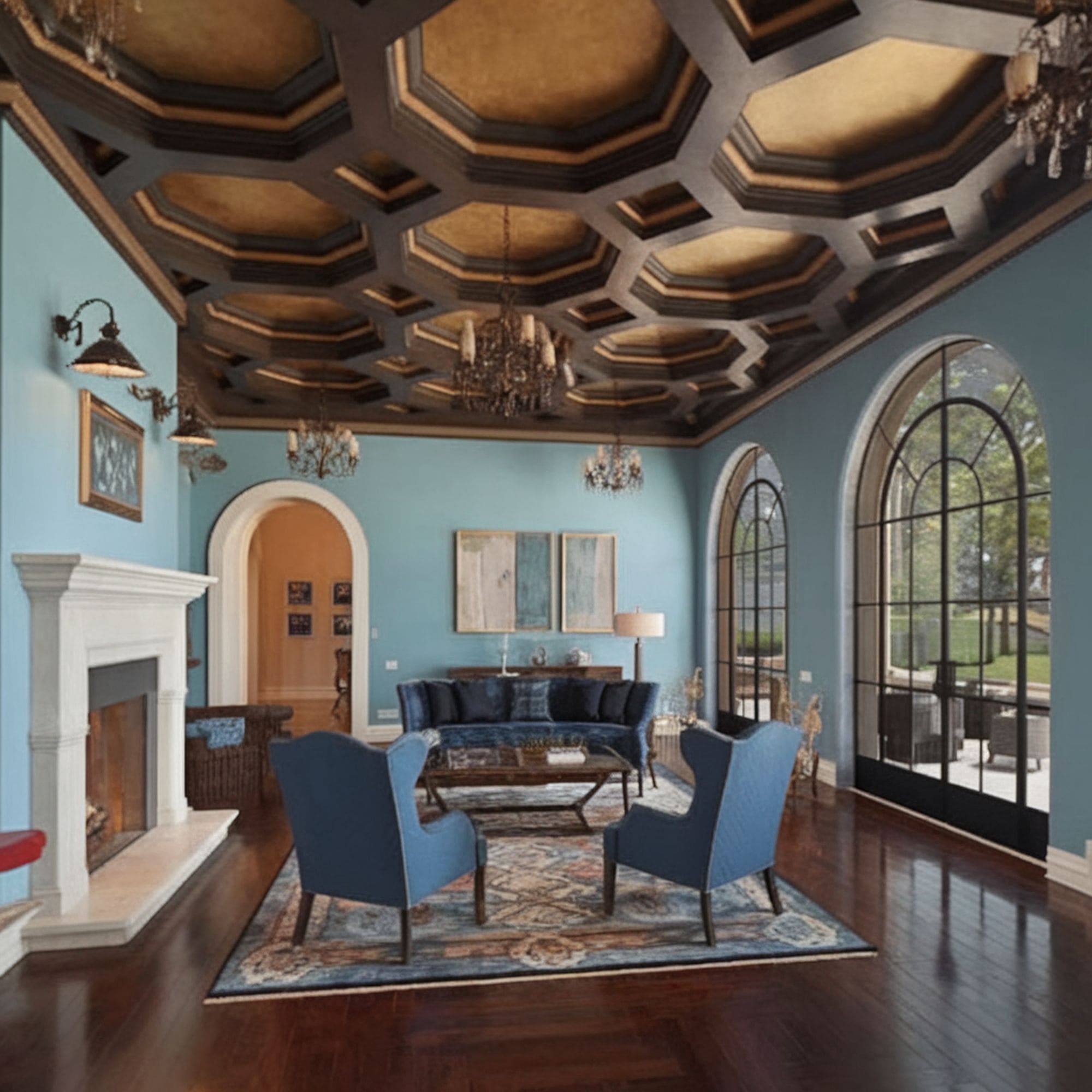 Octagon Shaped Coffered Ceiling