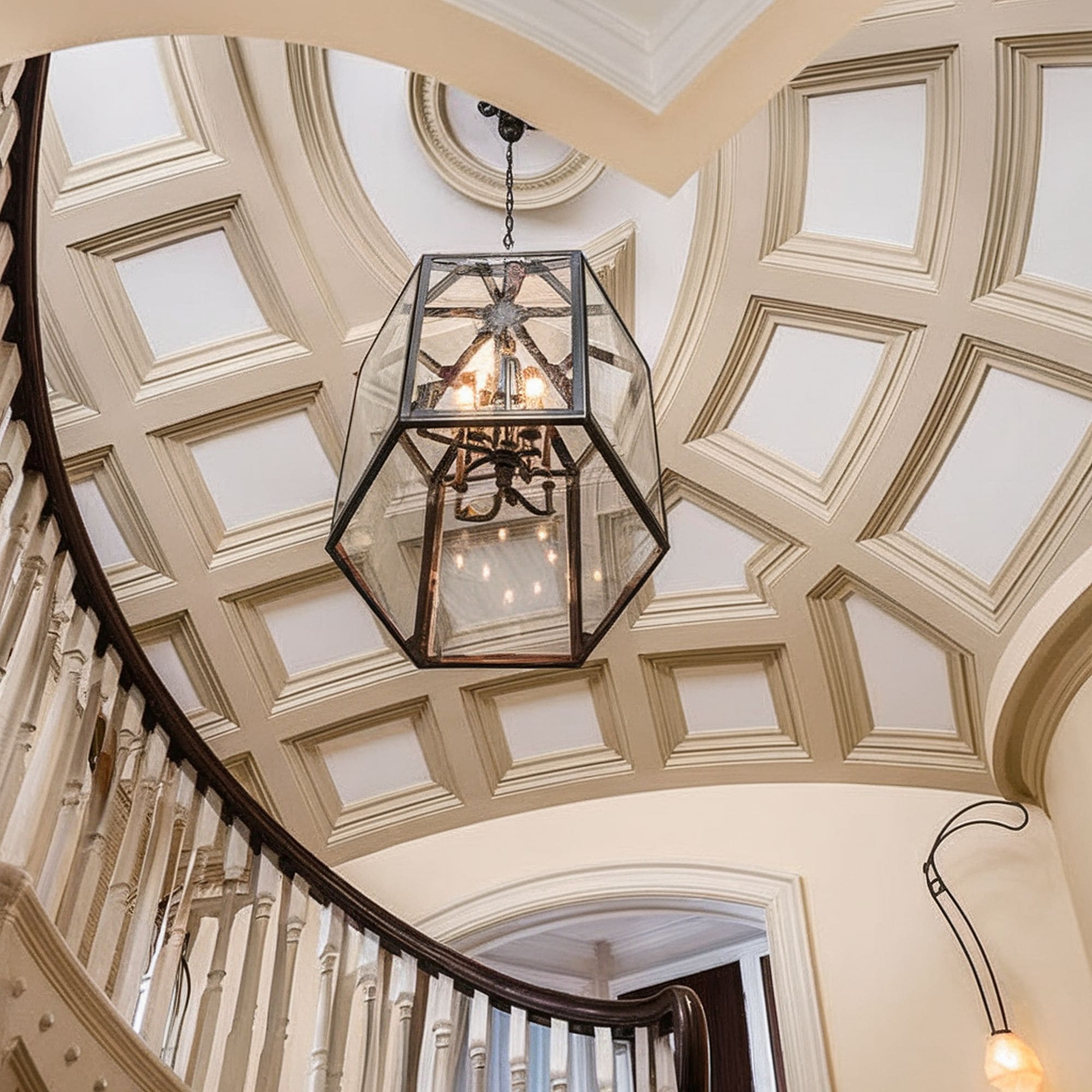 Coffered Ceiling With Glass Panels