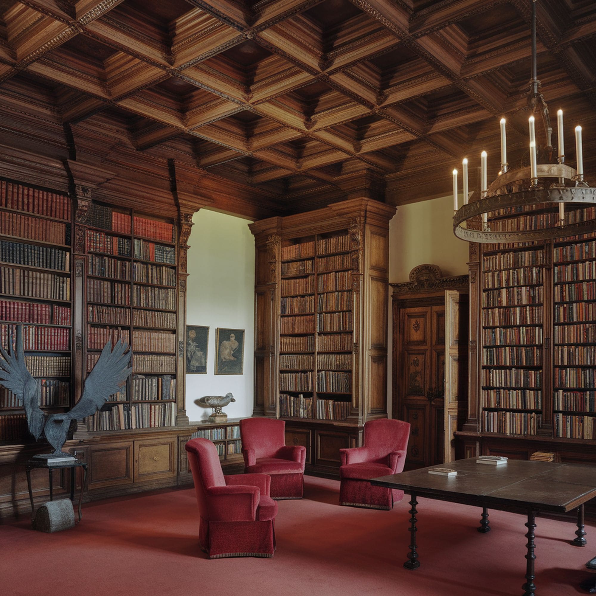 Library Style Coffered Ceiling