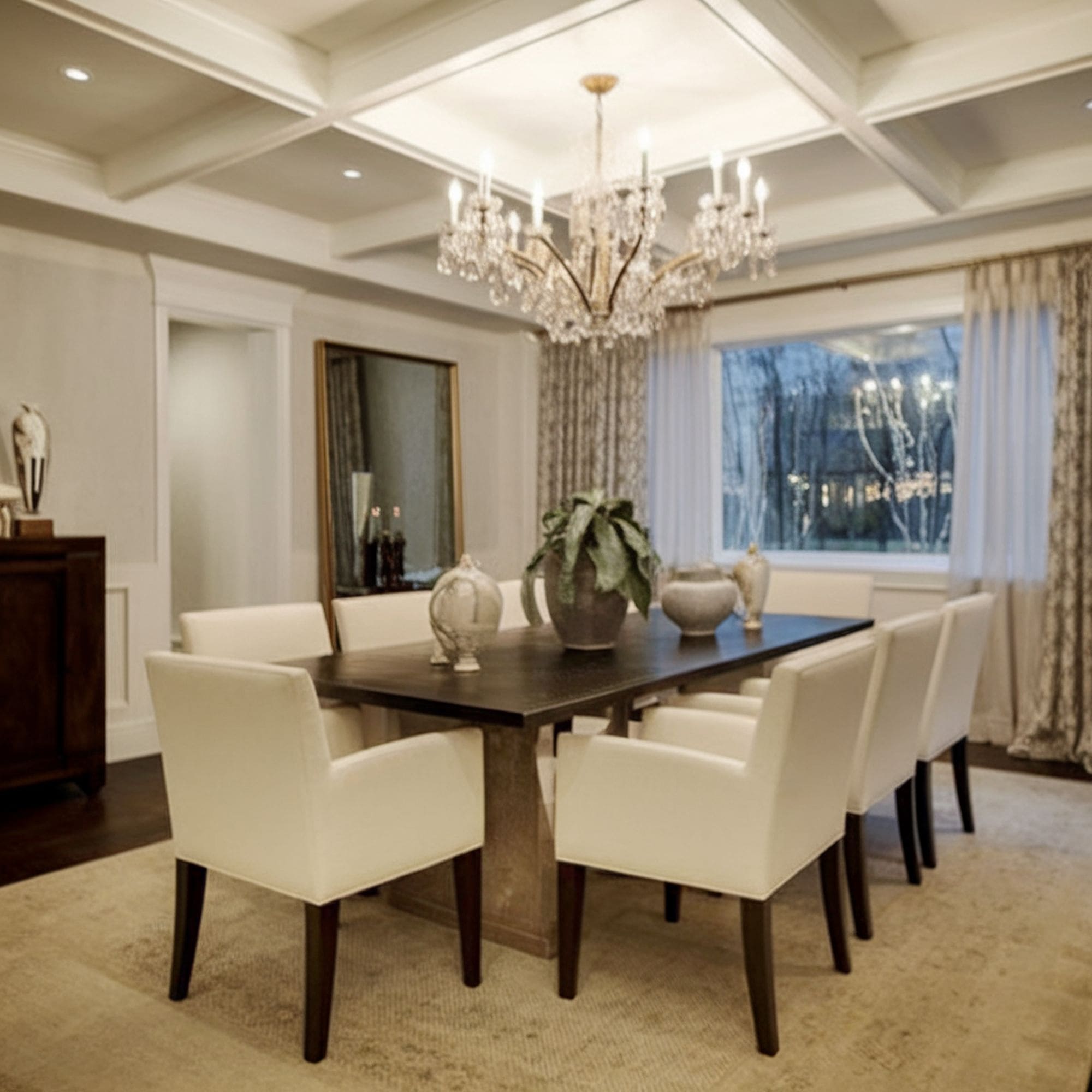 Spacious Room Coffered Ceiling