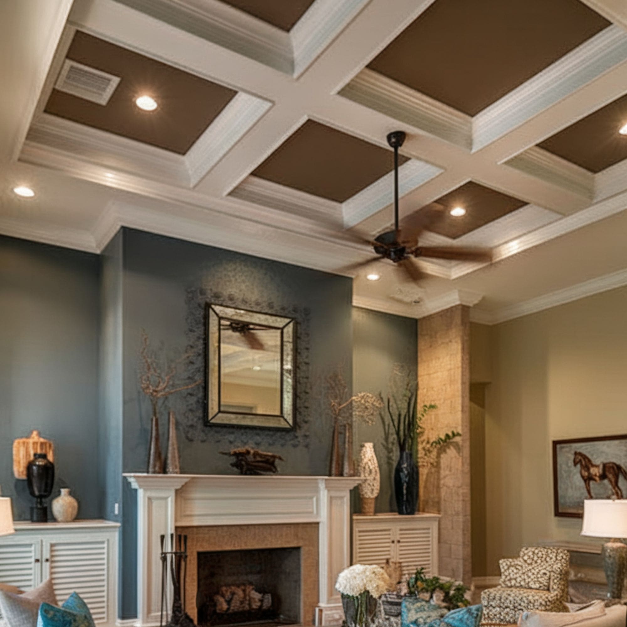Traditional Style Coffered Ceiling