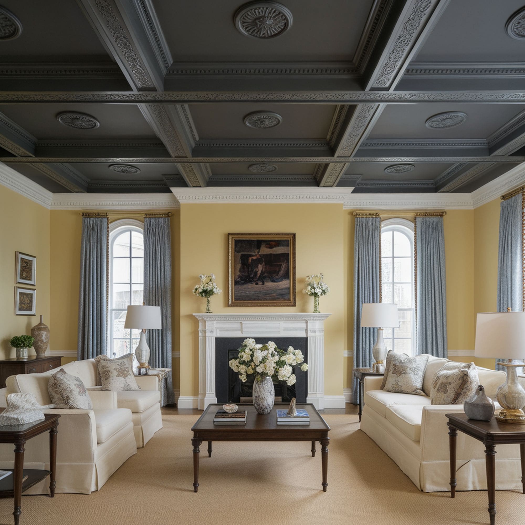 Dark Elegant Coffered Ceiling