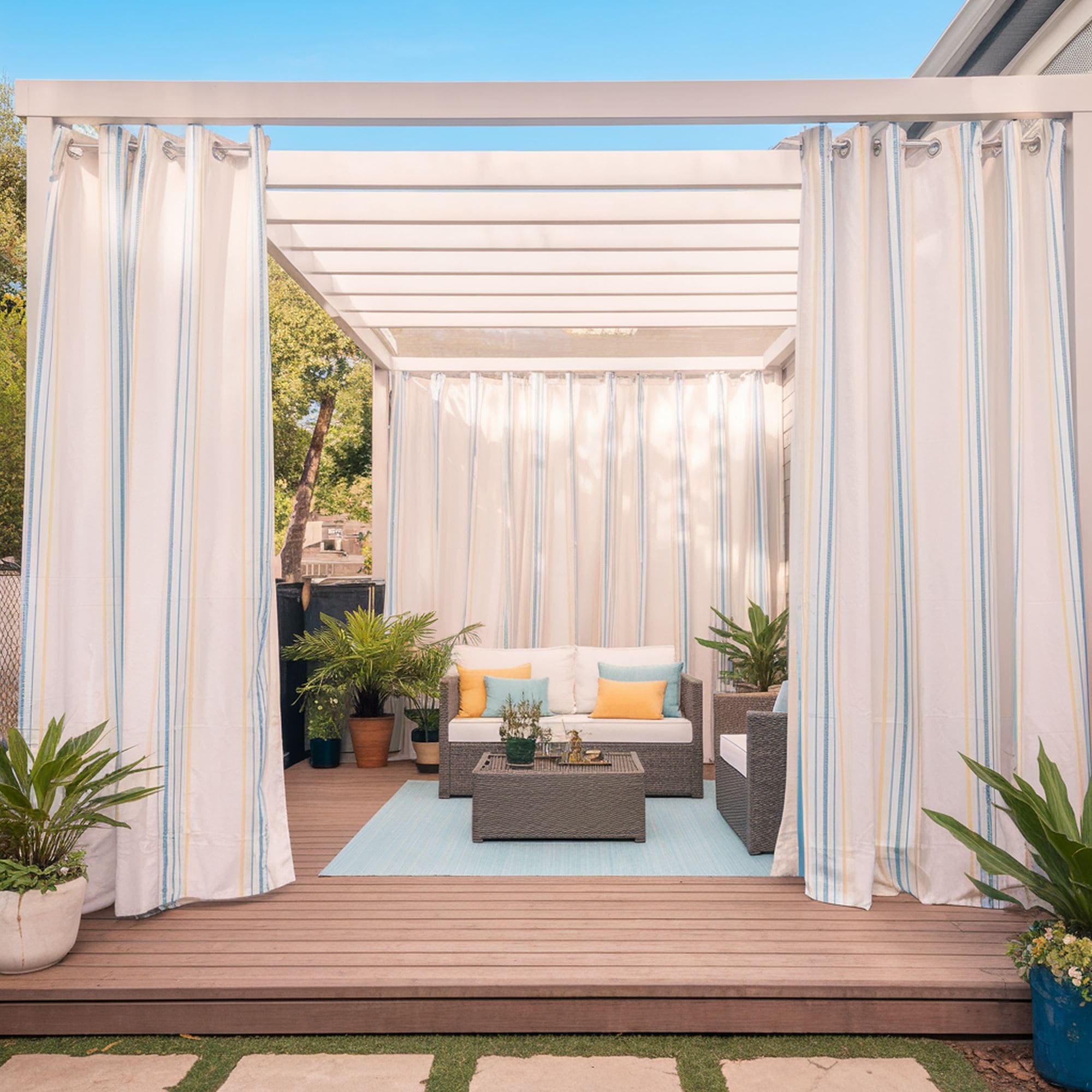 Patio With Outdoor Curtains