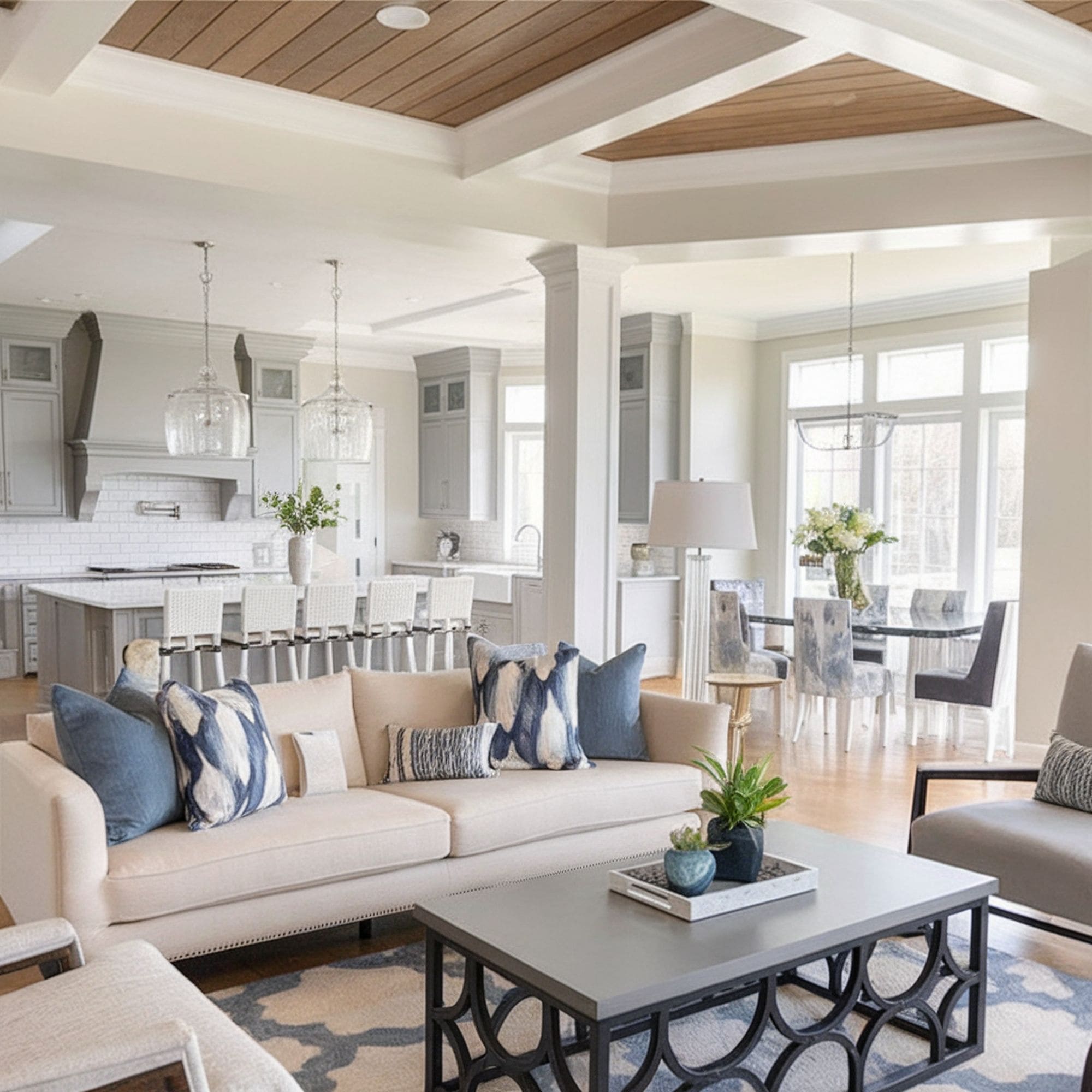 Wood Grid Coffered Ceiling