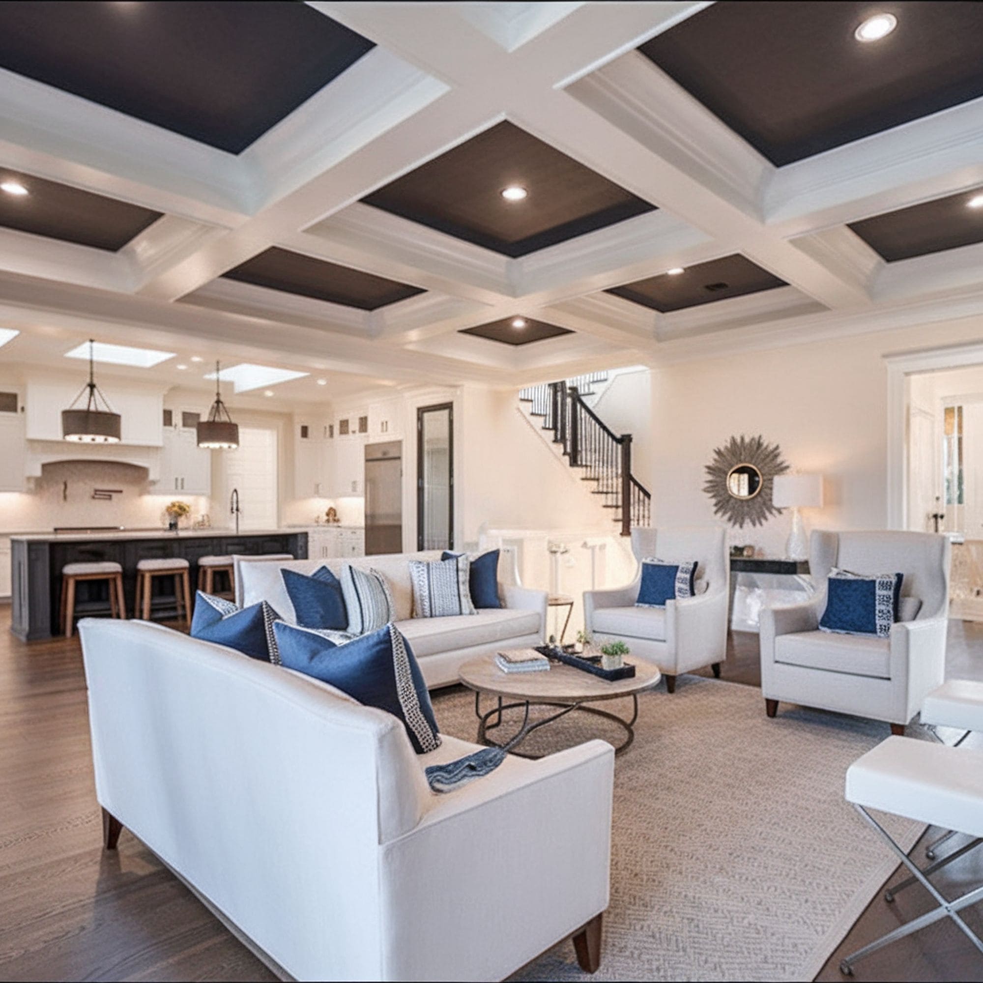 Modern Blue Coffered Ceiling