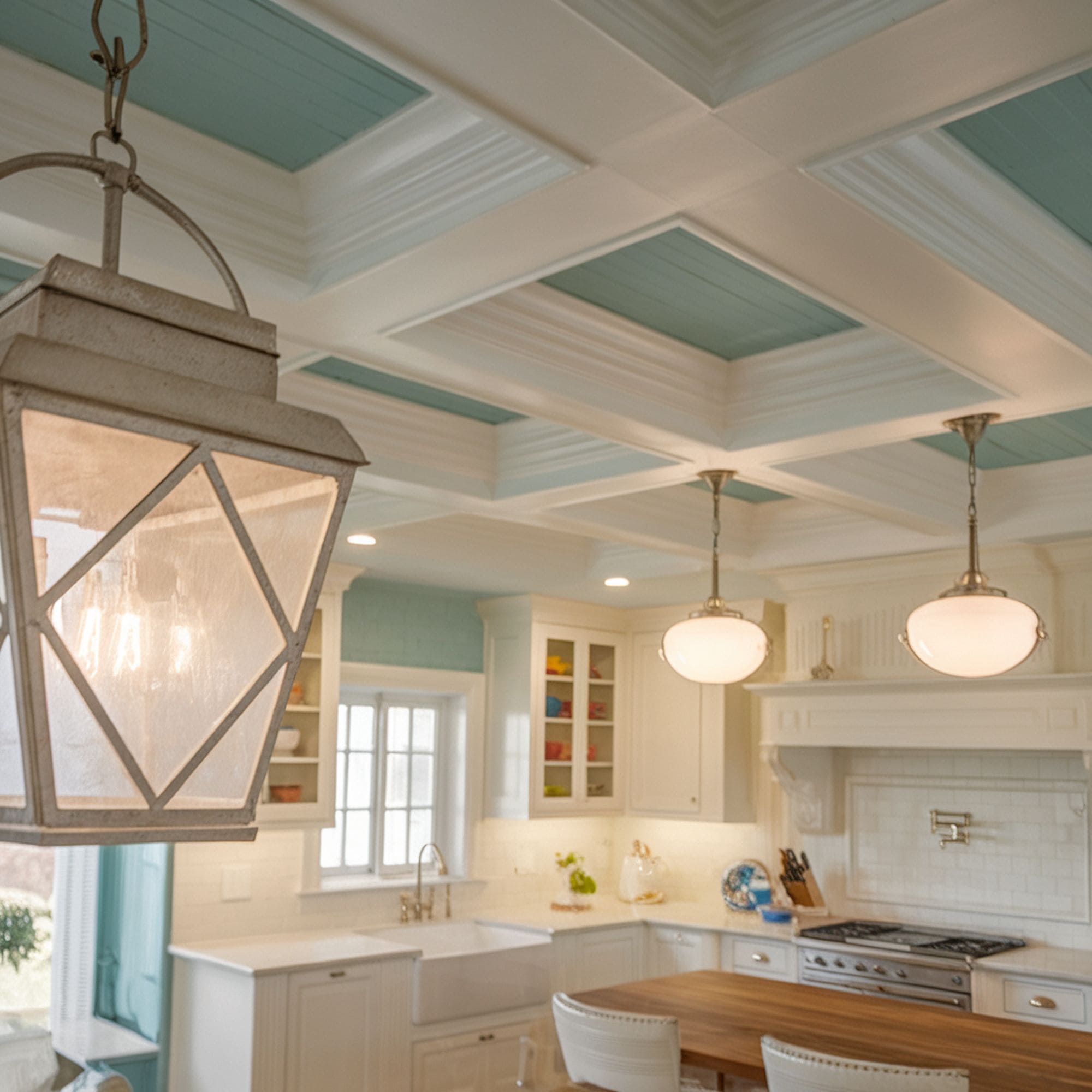 Turquoise Coffered Ceiling