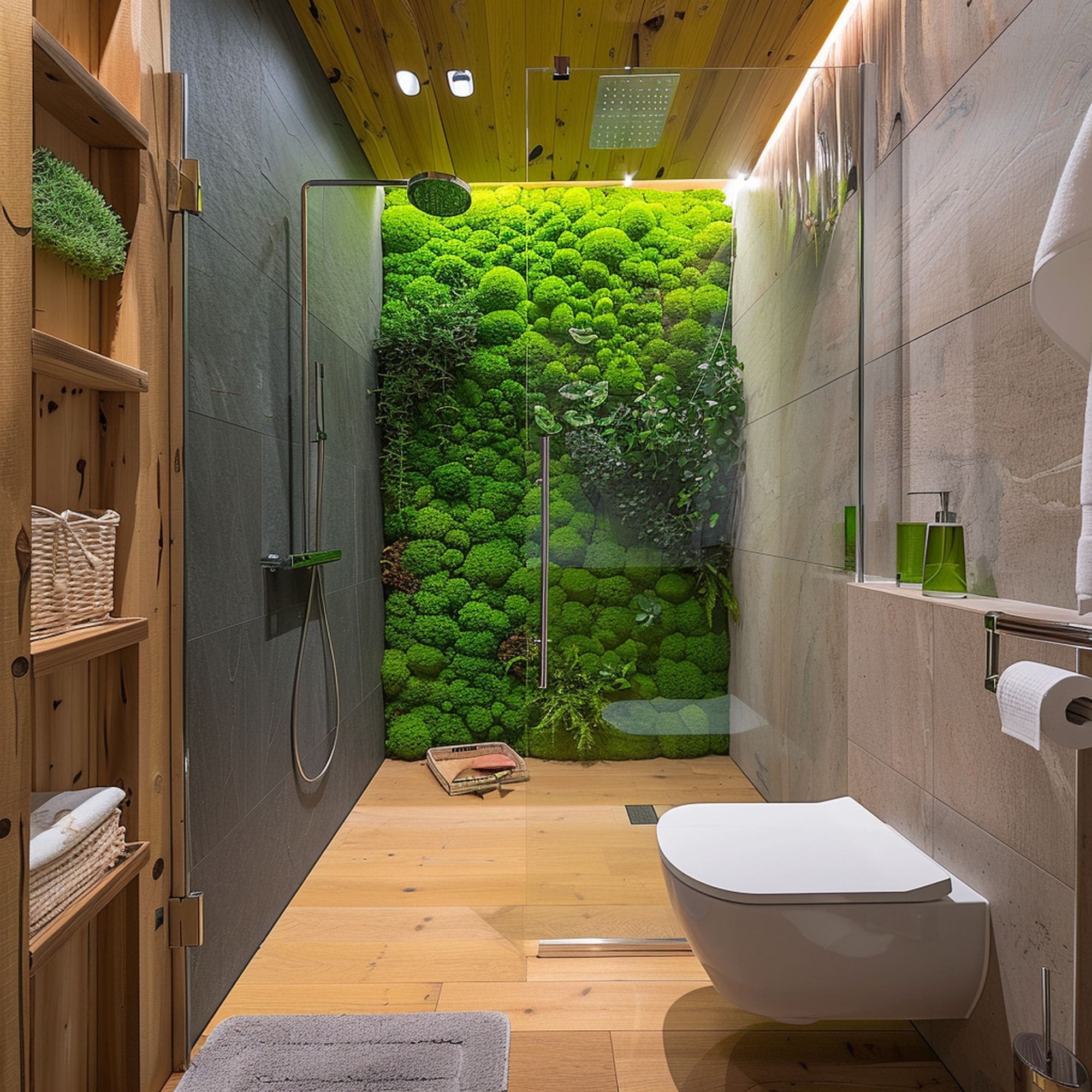 Small Bathroom With Moss Wall