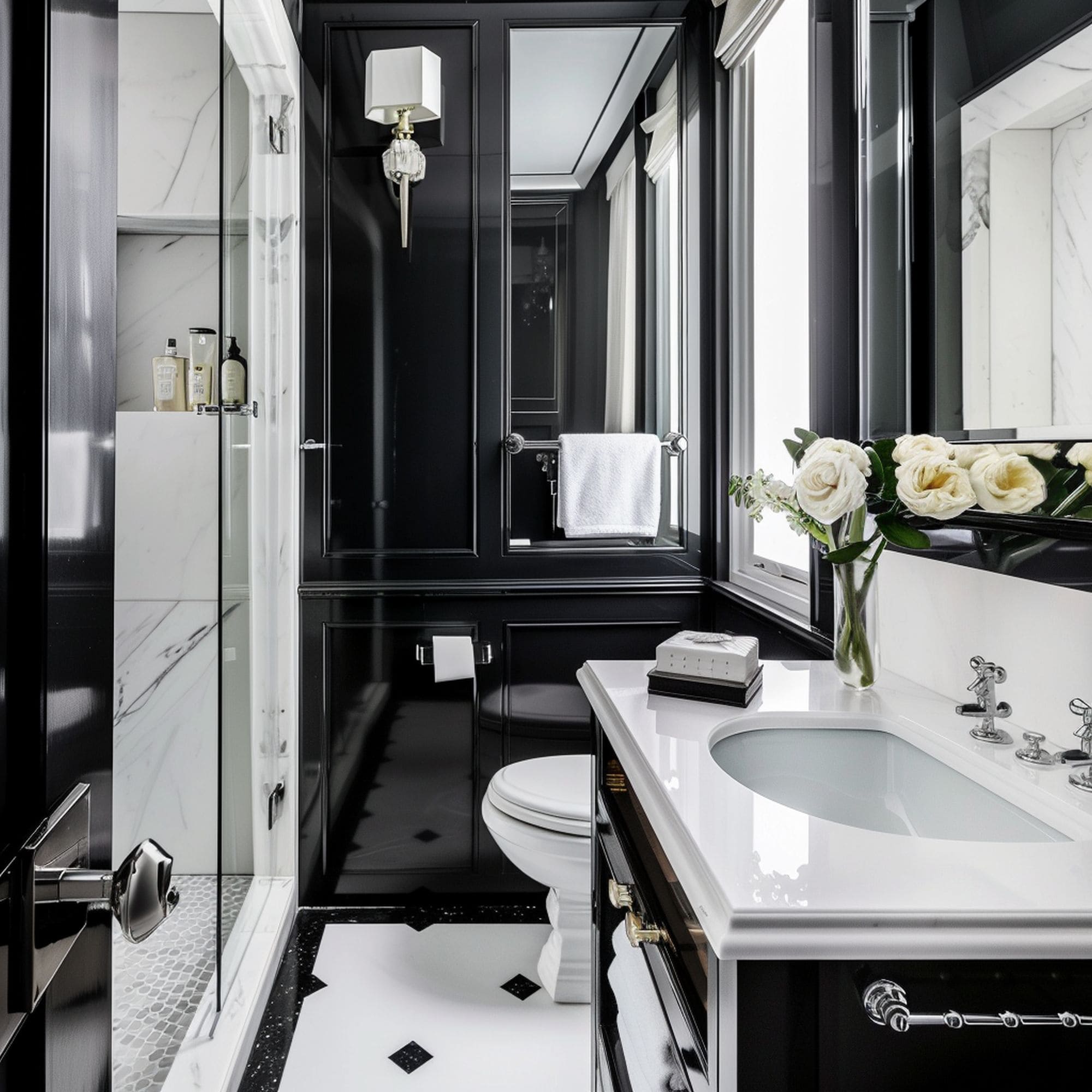 Elegant Black and White Small Bathroom
