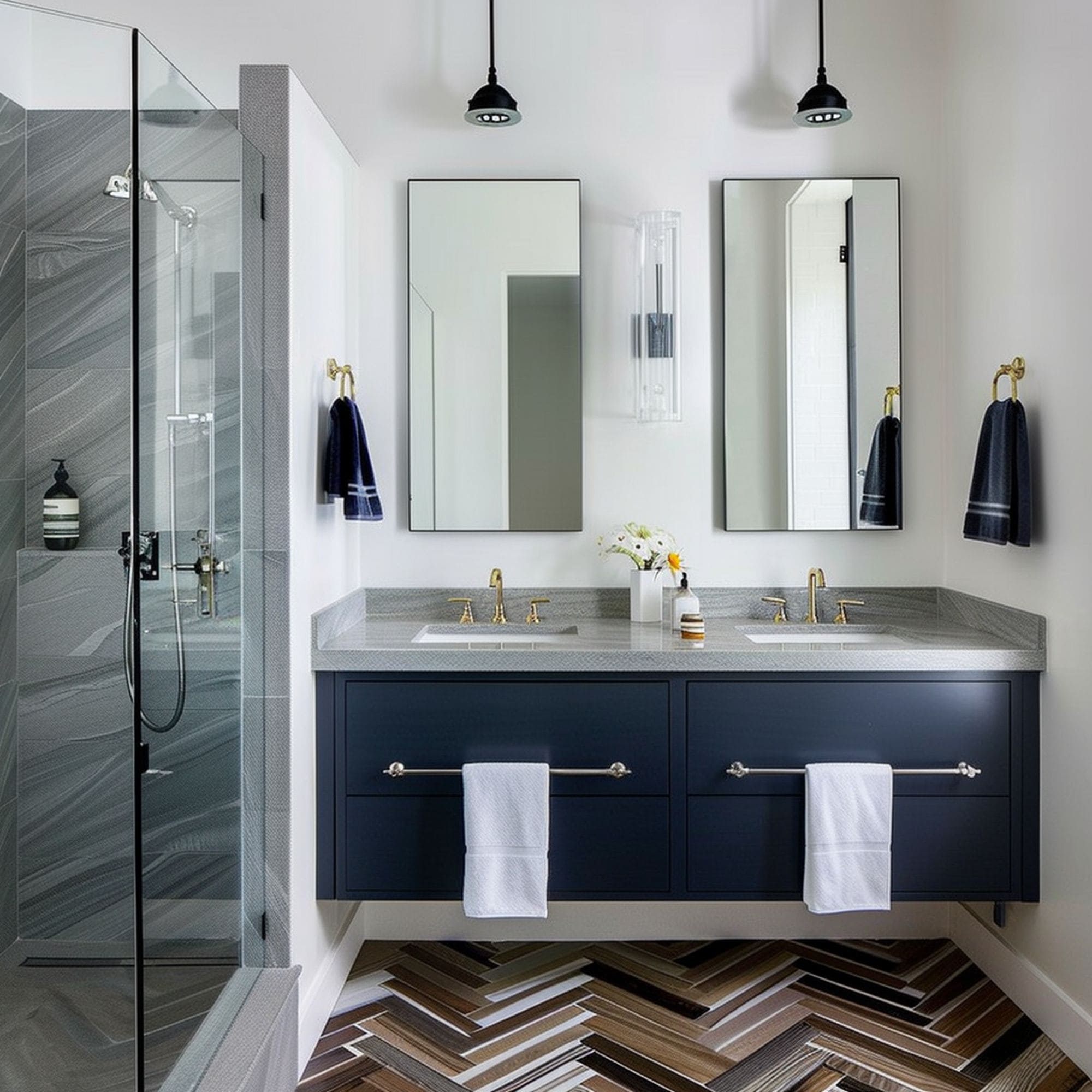 Small Bathroom With Patterned Floor