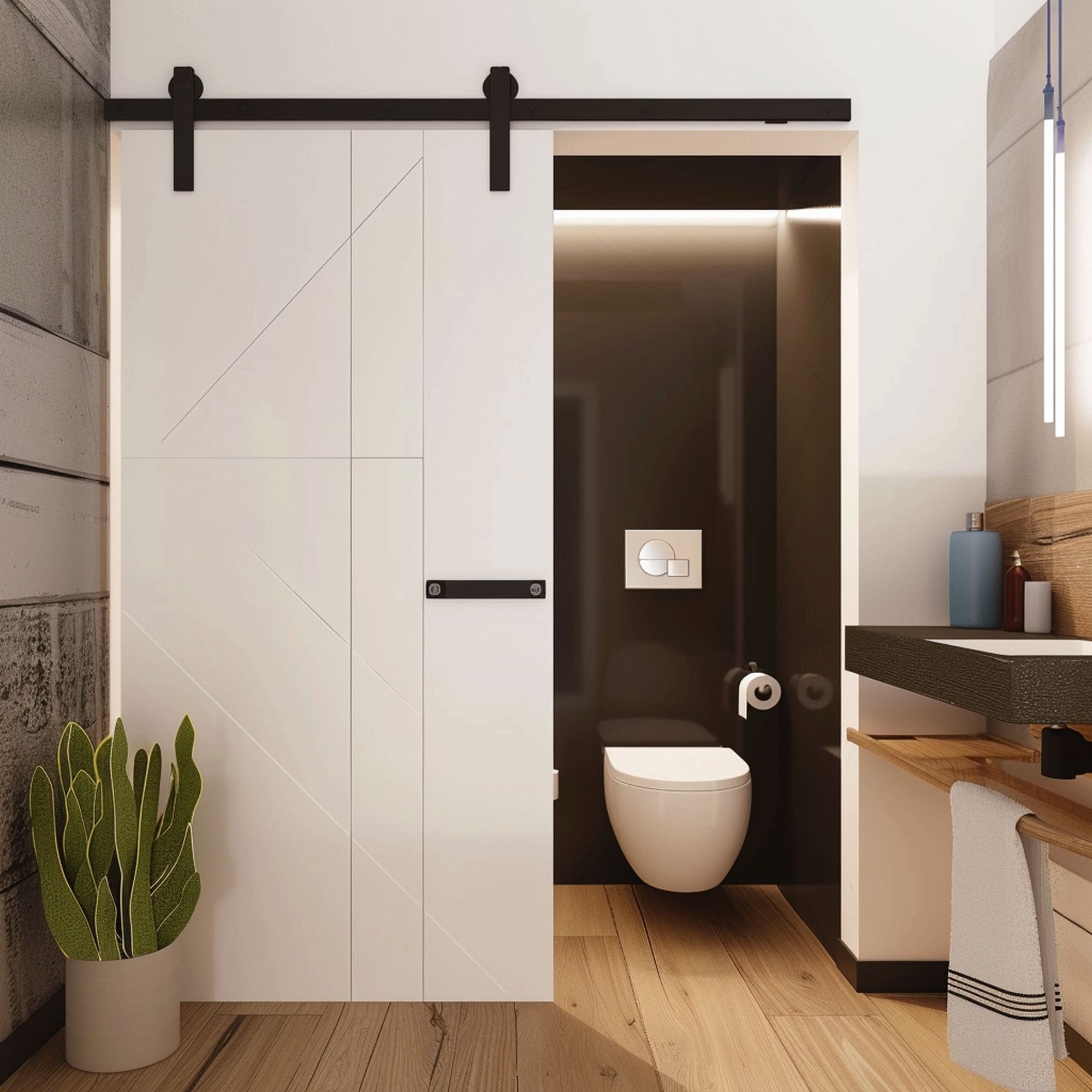 Small Bathroom With Sliding Door