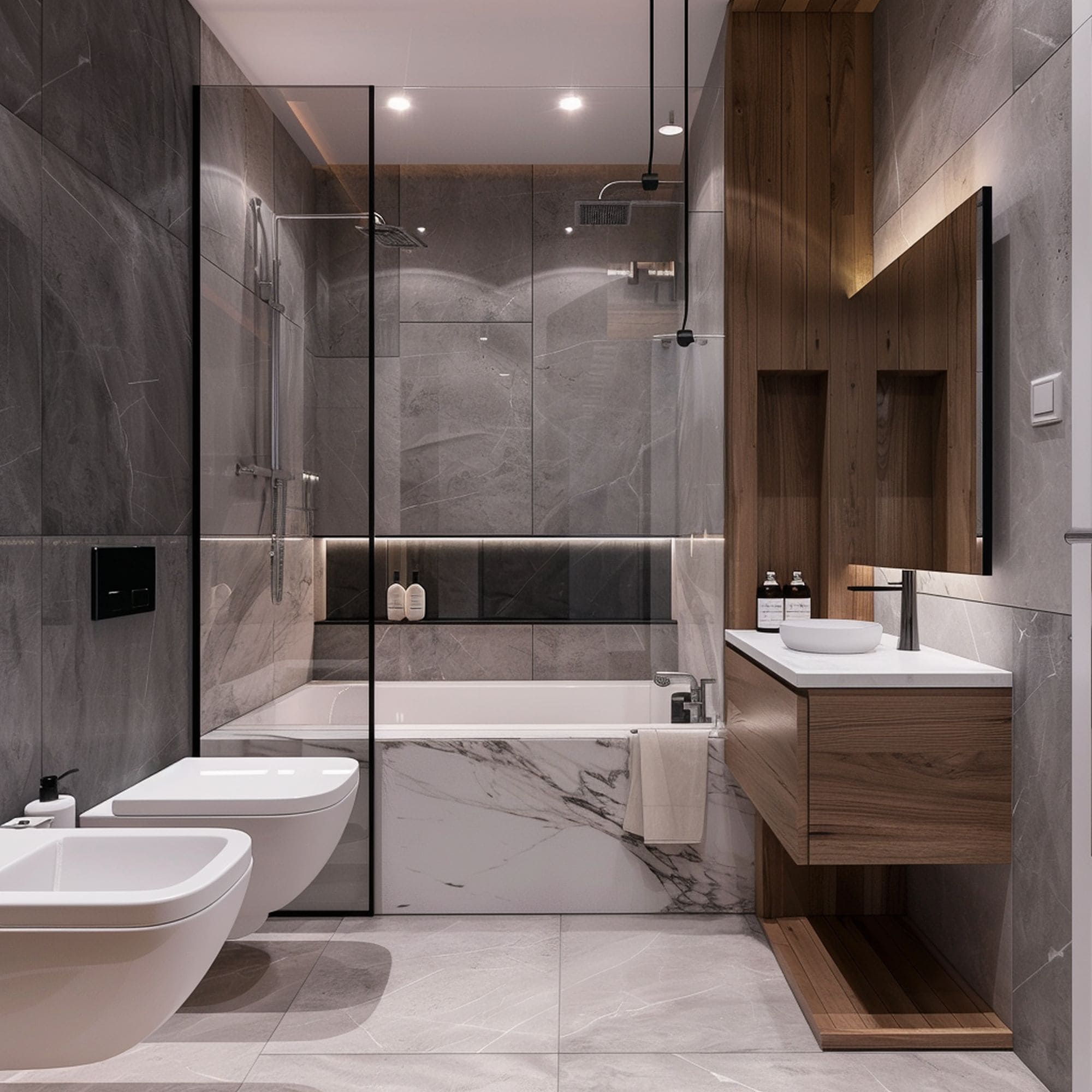 Small Bathroom With Marble Design