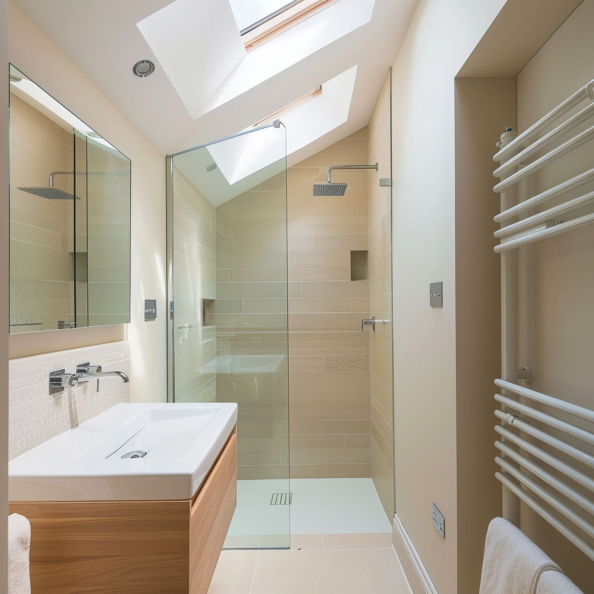 Small Bathroom With Skylights