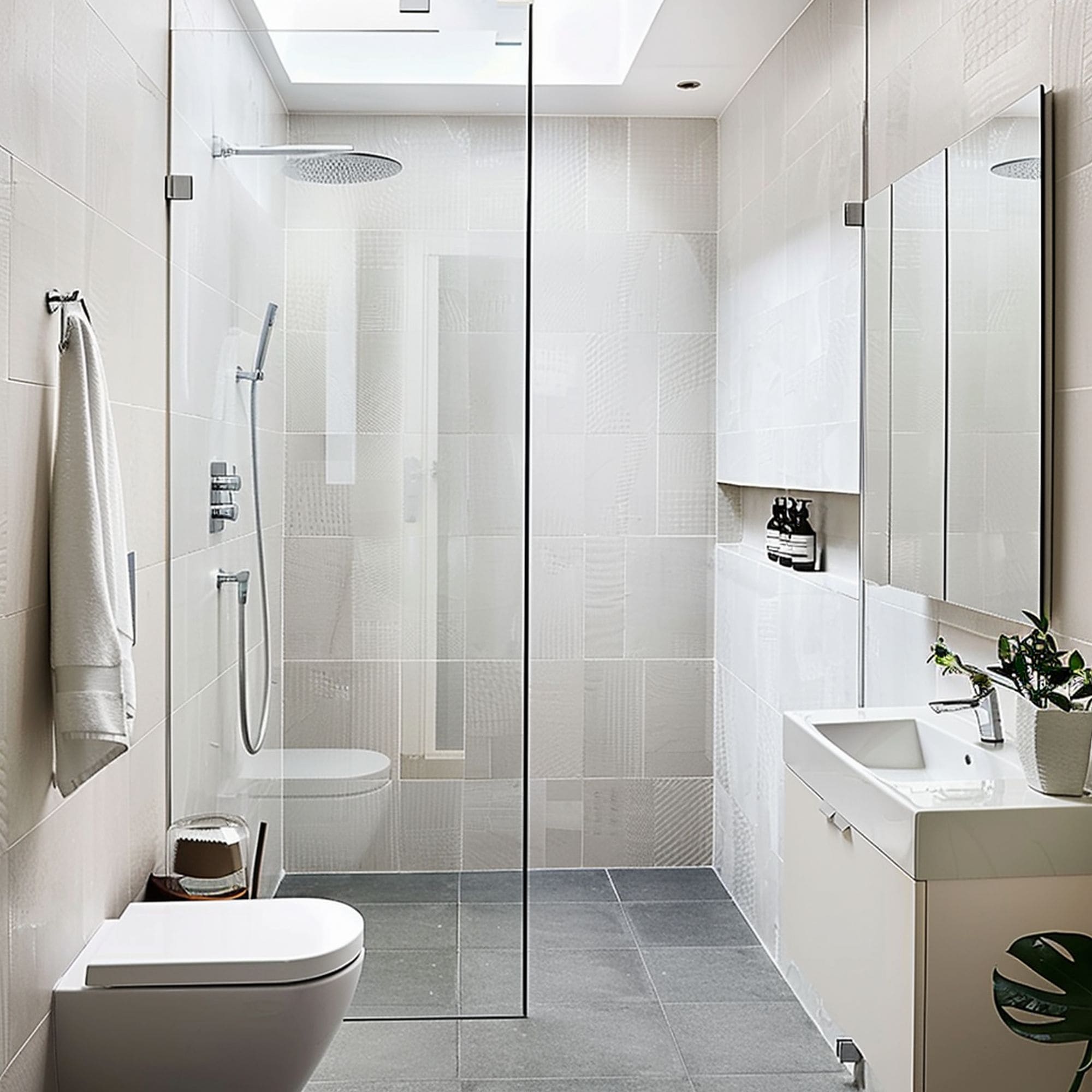 Small Bathroom Designed as Wet Room