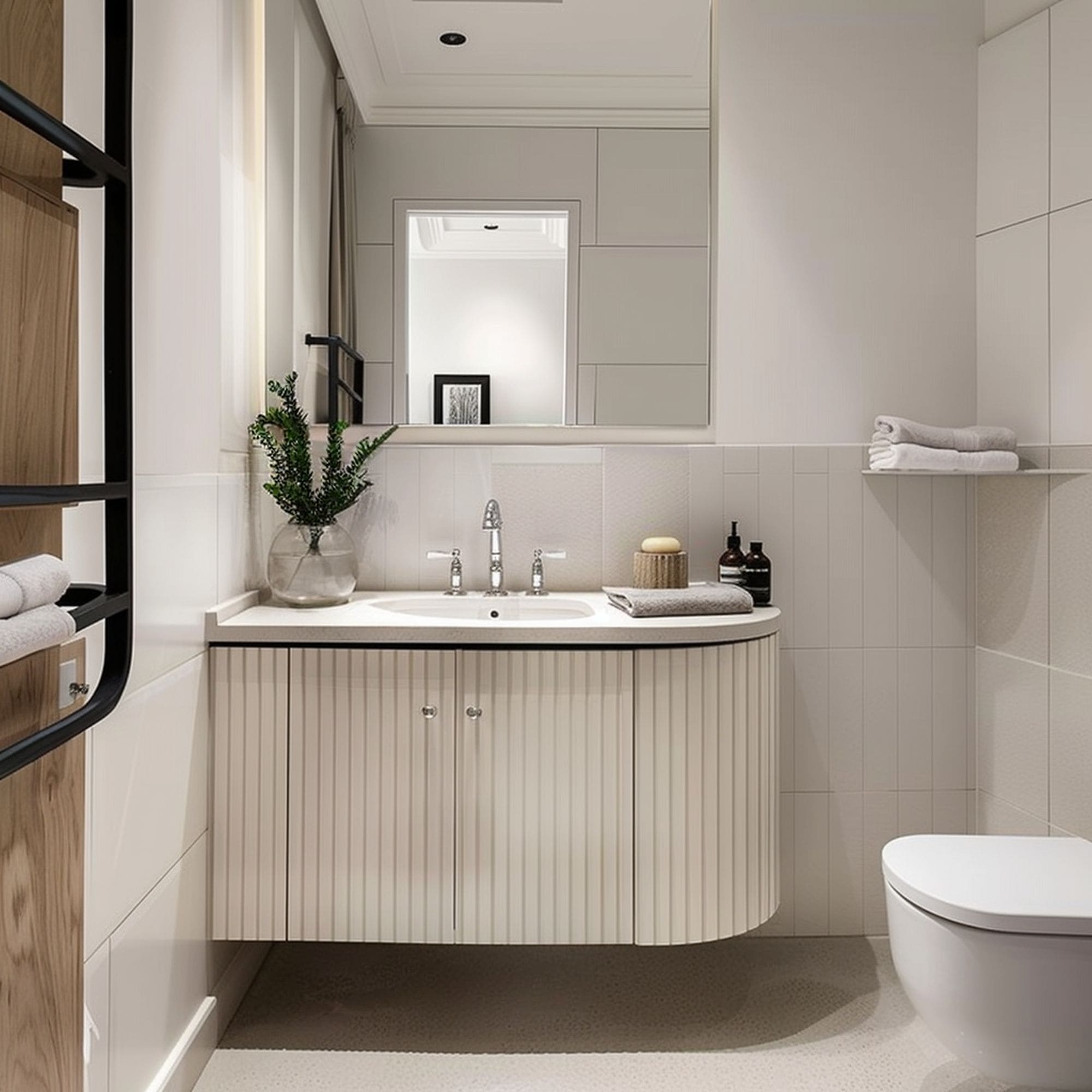 Small Bathroom With Rounded Shape Vanity