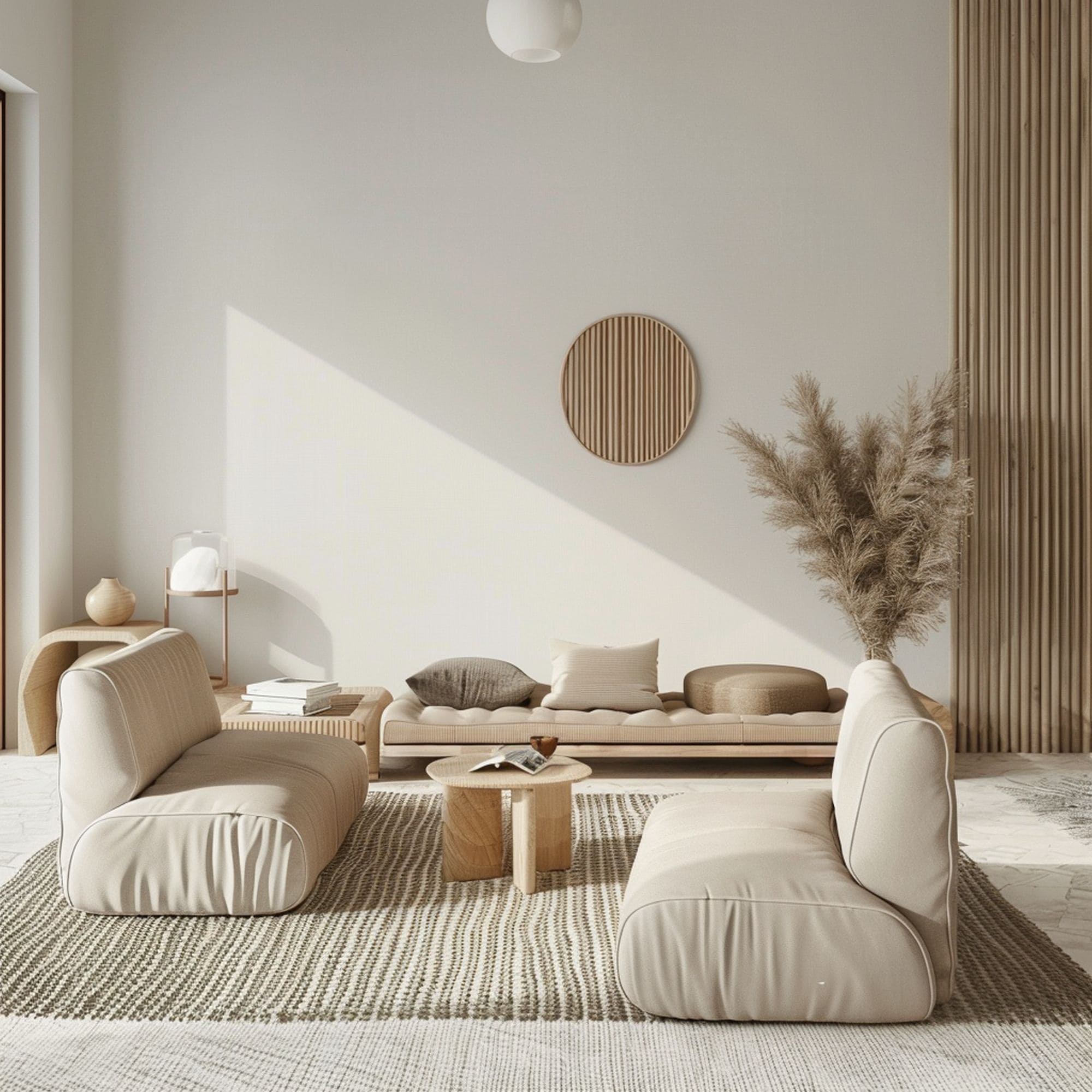 Japandi Living Room With Geometric Furniture