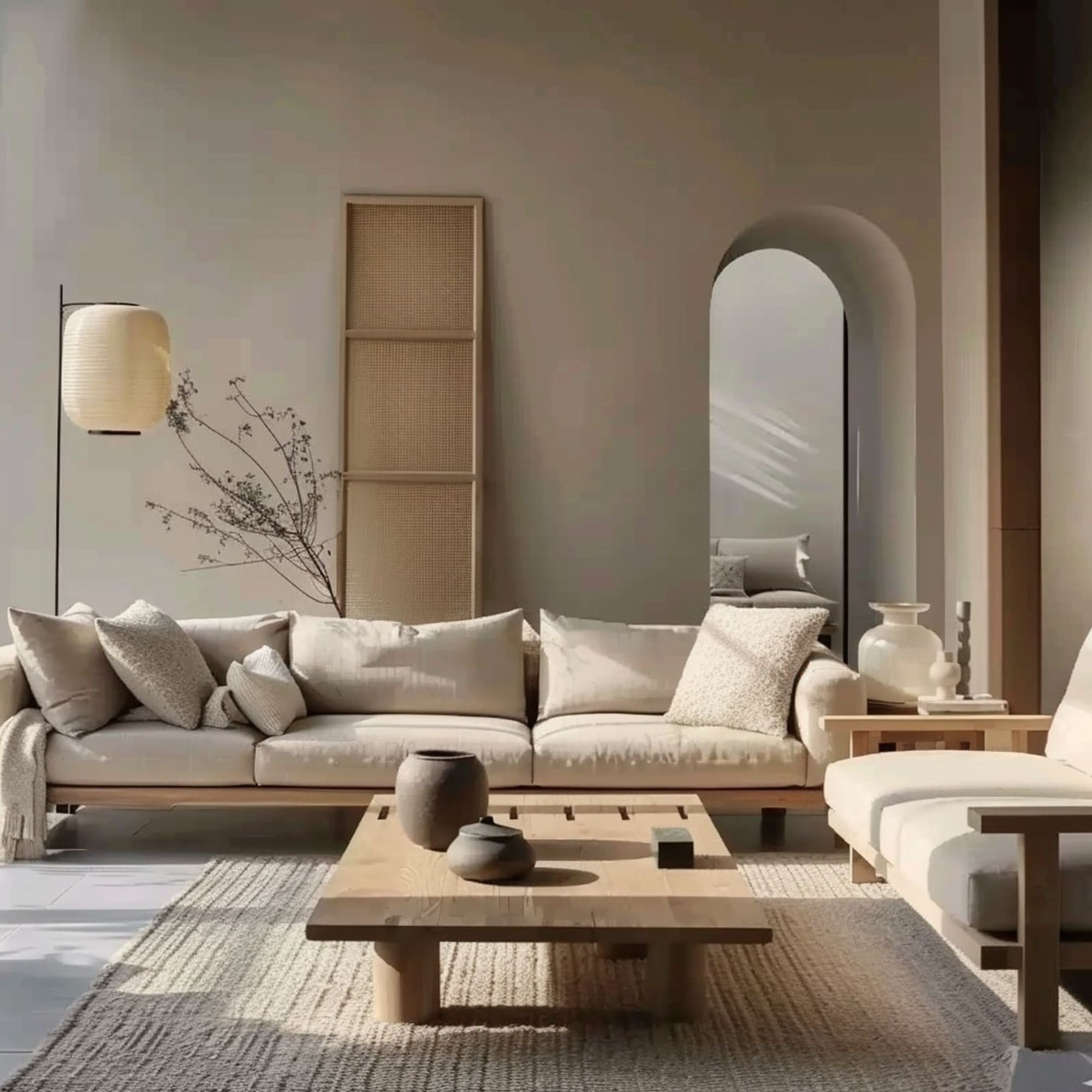 Neutral Toned Japandi Living Room