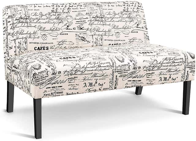 White Armless Sofa With Writing