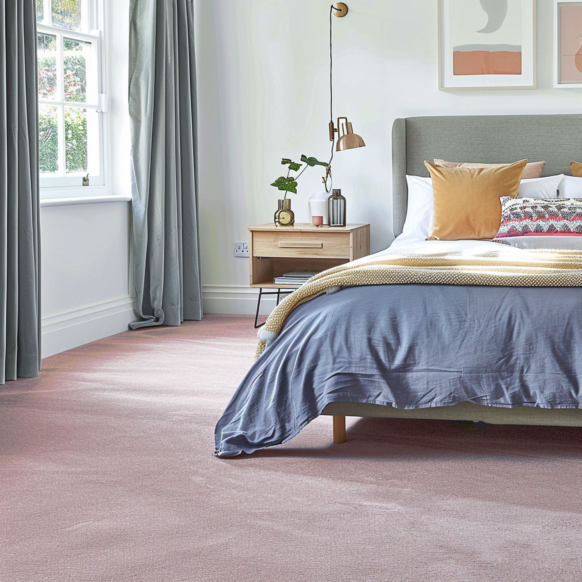 Dusty Pink Carpet in Bedroom