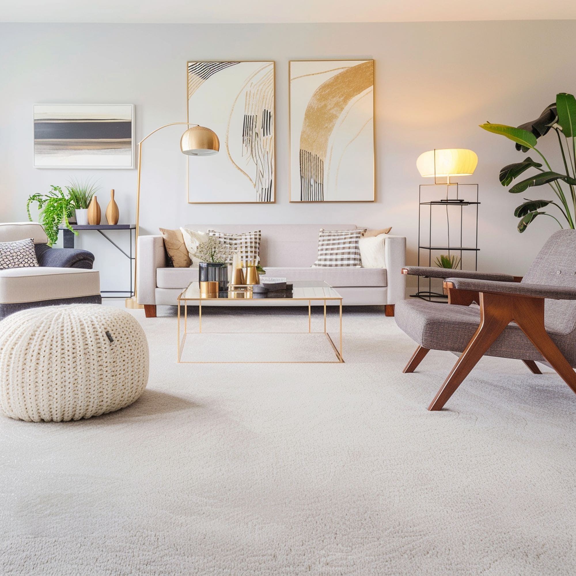 Light Beige Neutral Carpet in Modern Living Room