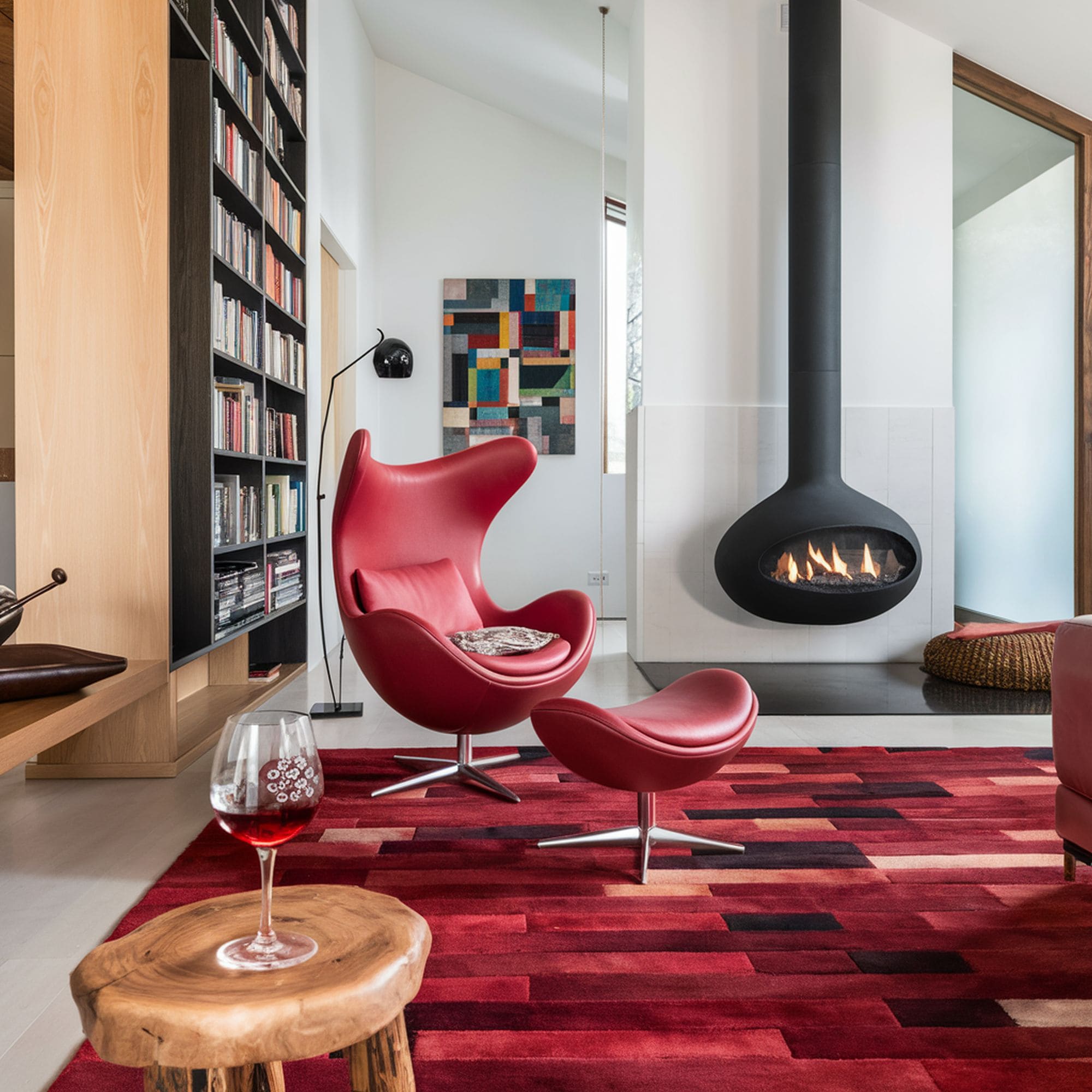 Mid Century Modern Suspended Fireplace