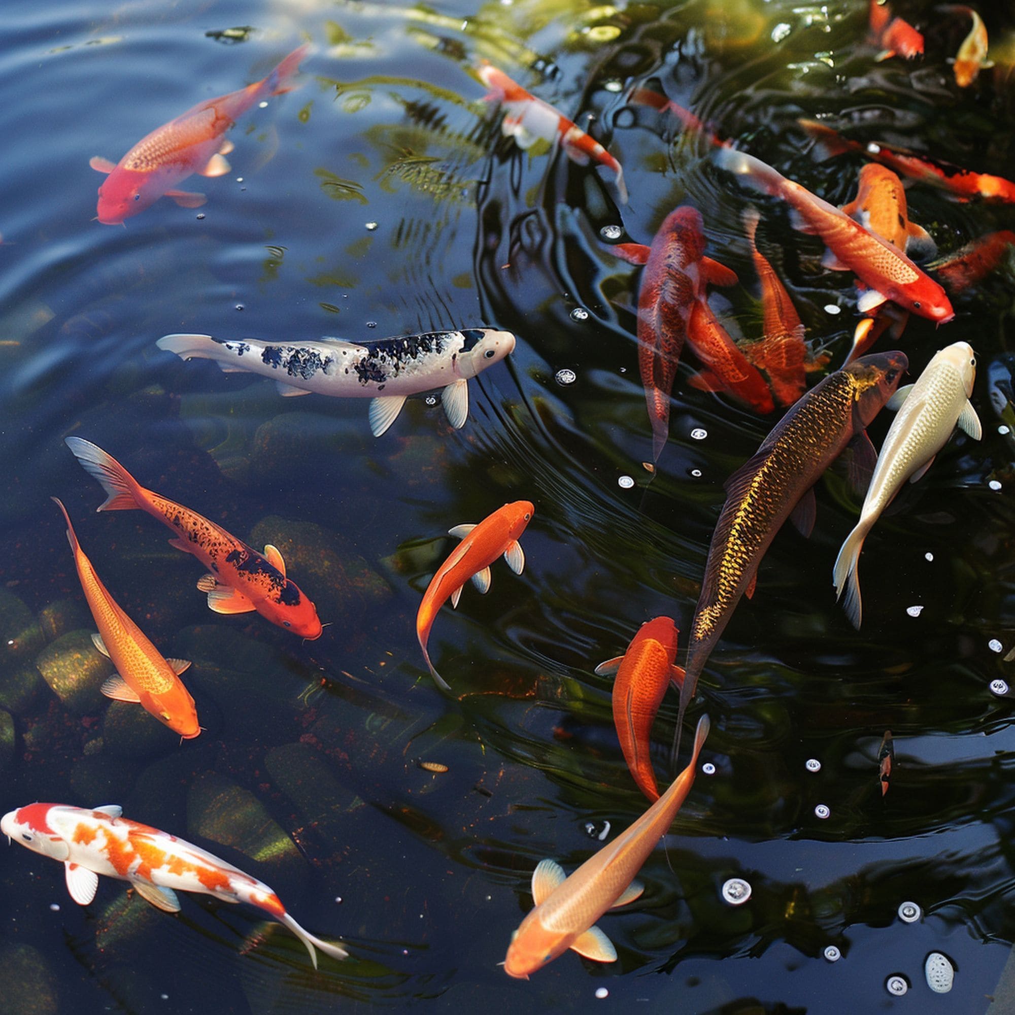 Koi Fish in a Pond