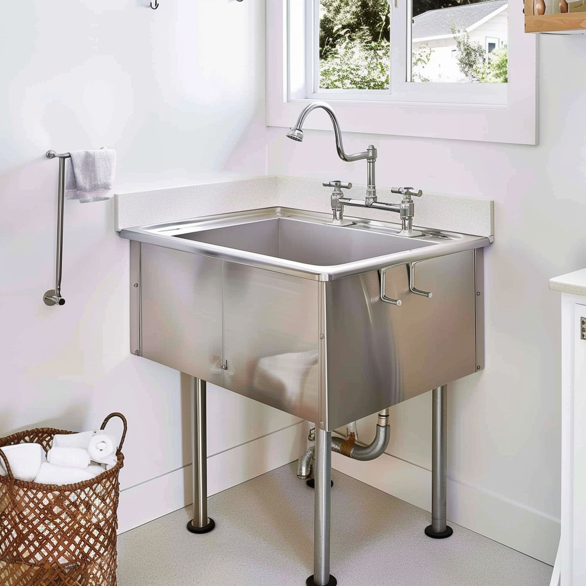 Standalone Metal Laundry Room Sink