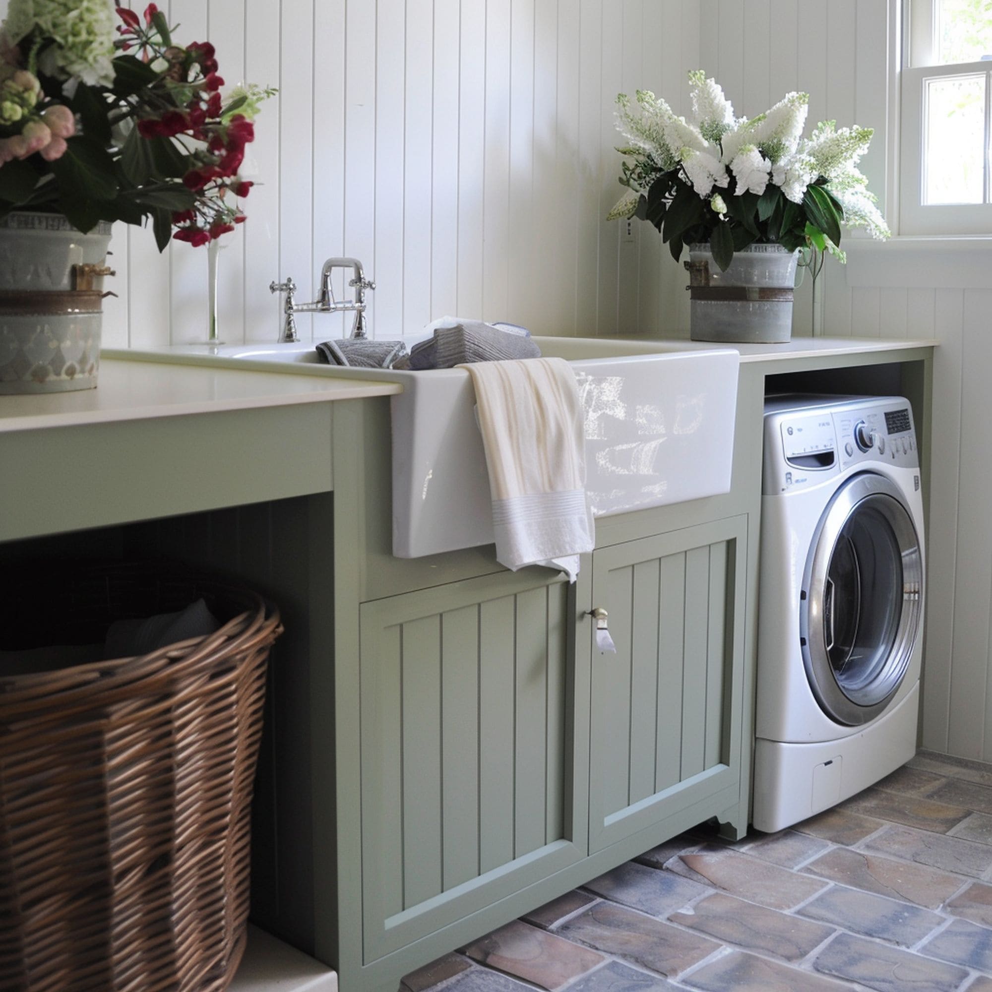Laundry Room Sink Installed Next to Washer