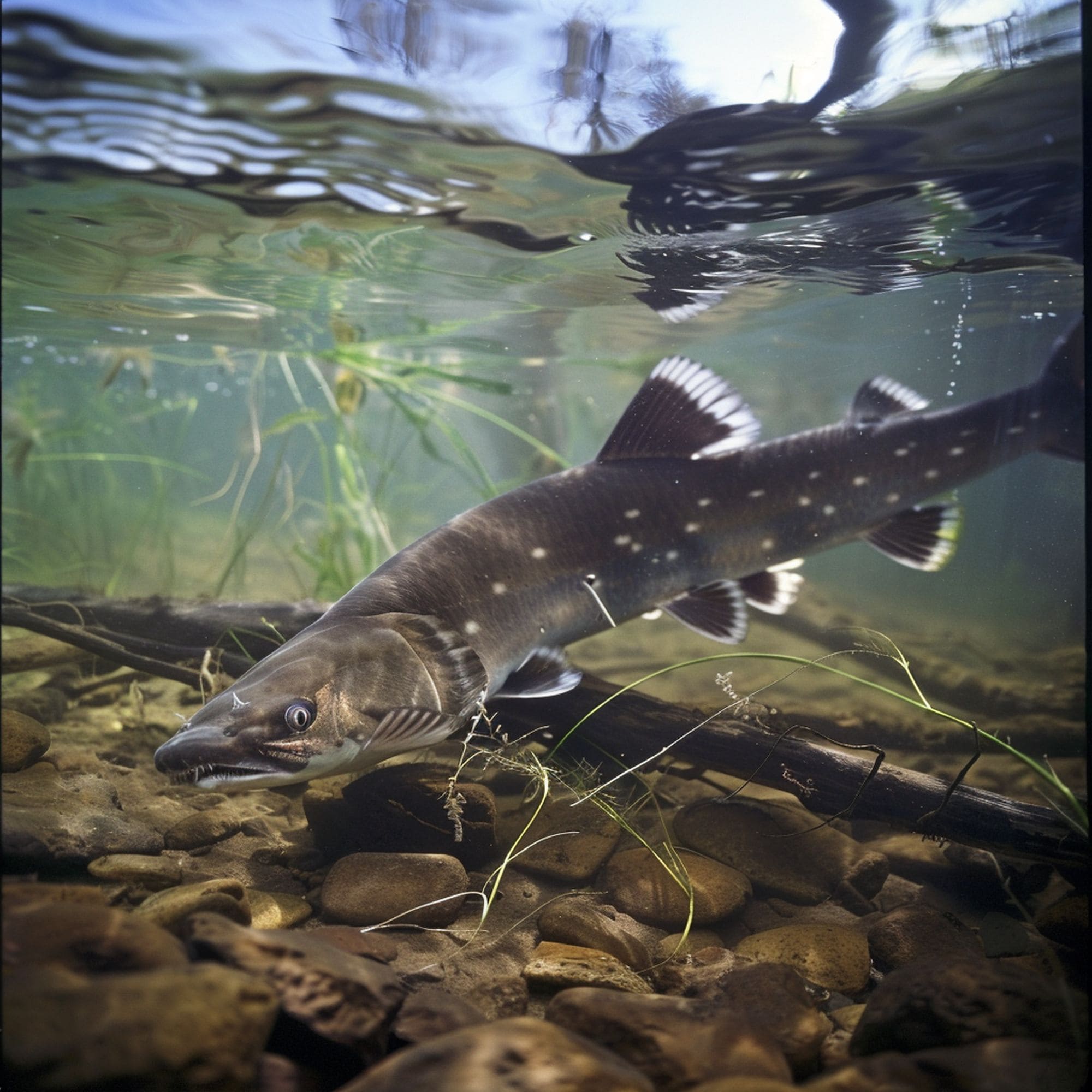 Sterlet Sturgeon in a Pond