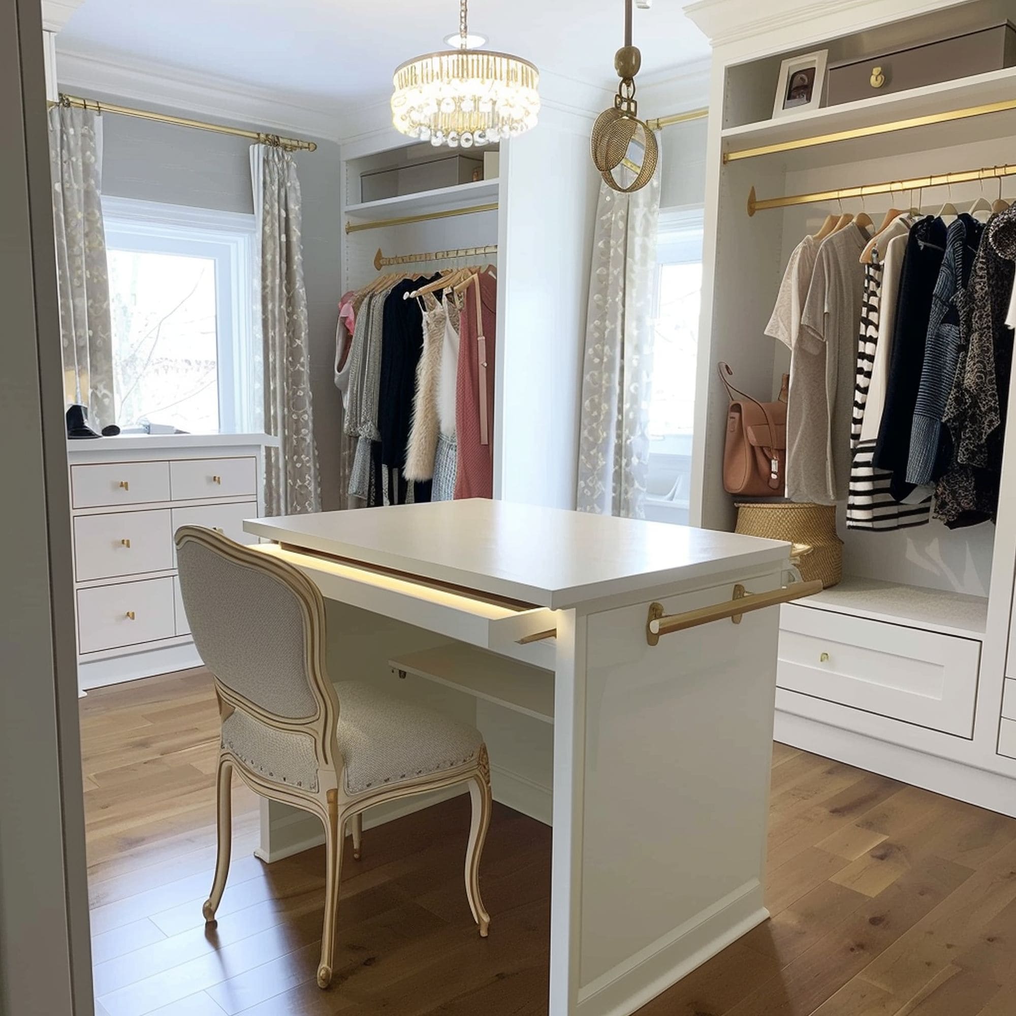 Closet Island With Integrated Desk