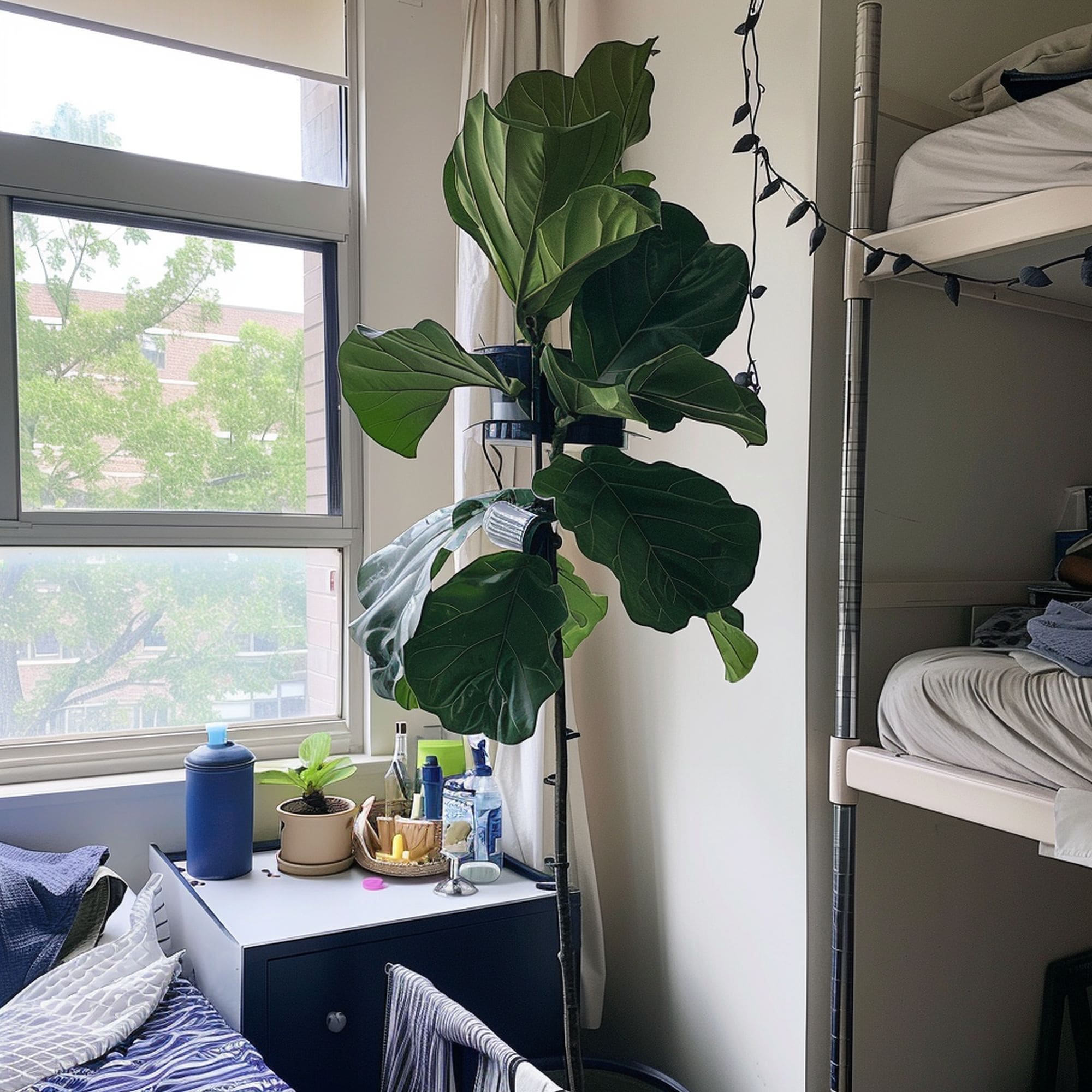 Fiddle Leaf Fig Tree in a Dorm Room