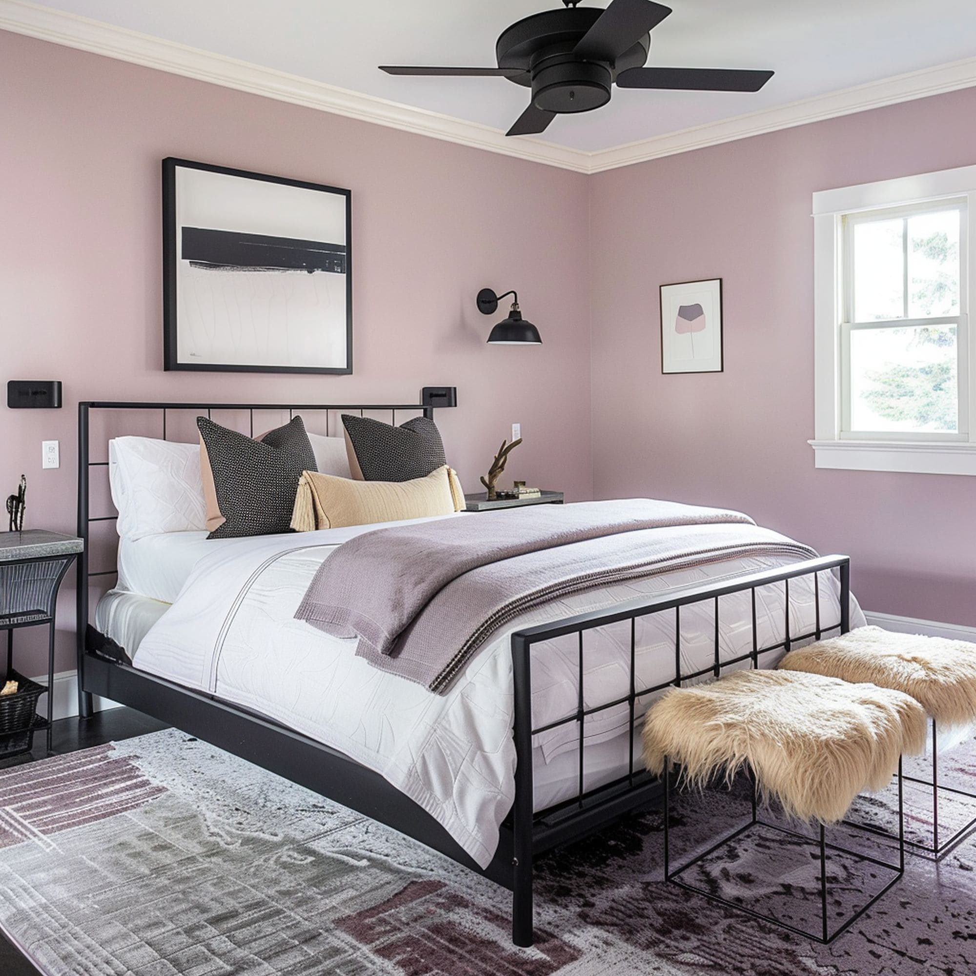 Mauve and Black Bedroom