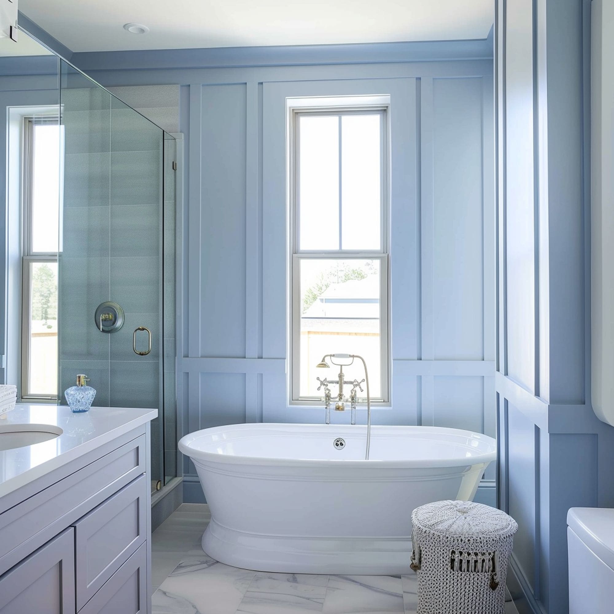 Pastel Blue Board and Batten Wall