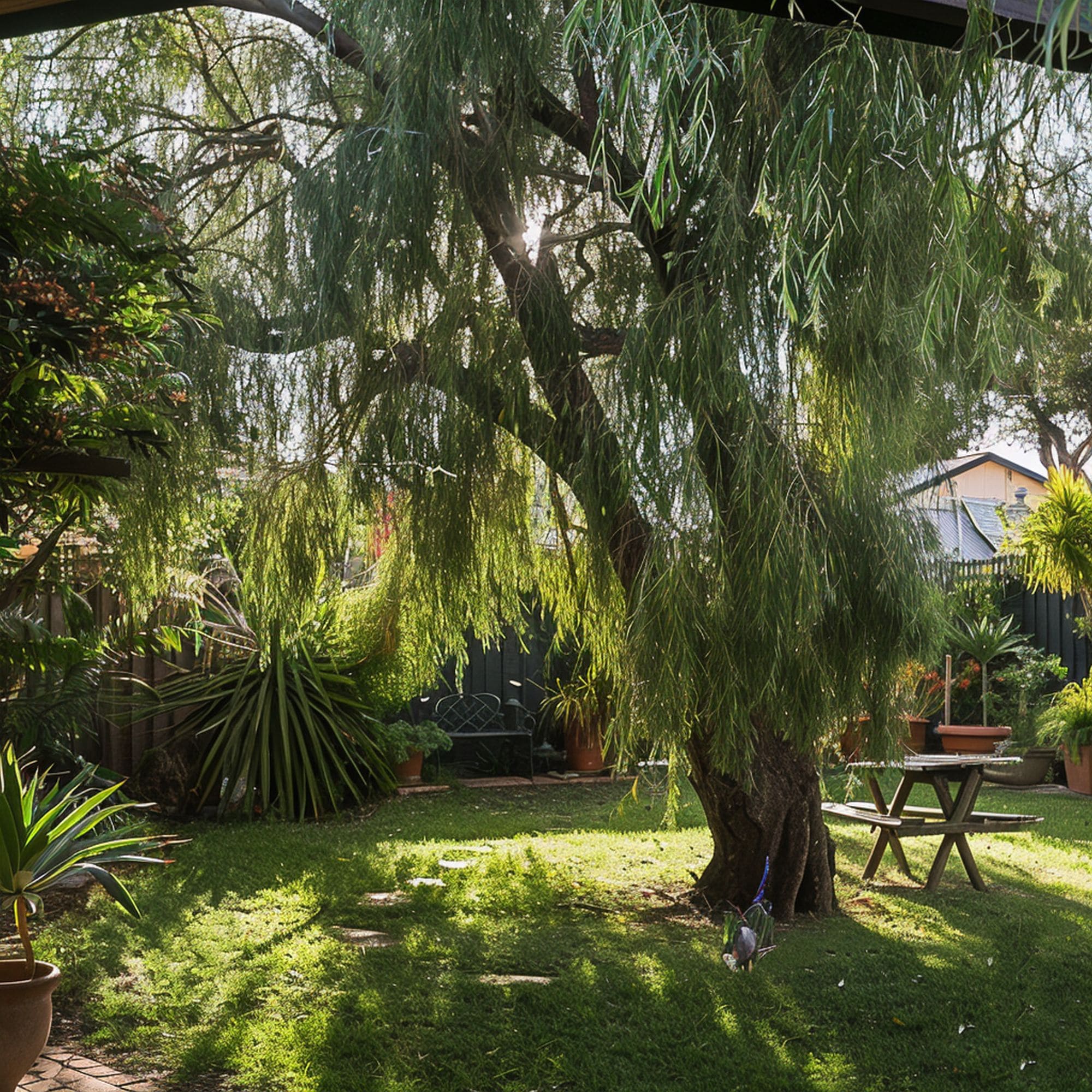 Australian Willow Tree in a Backyard