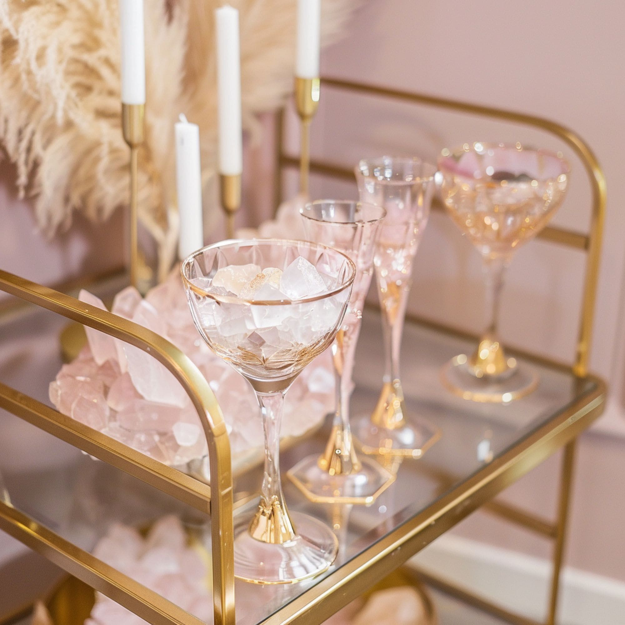 Decorative Crystal on Bar Cart