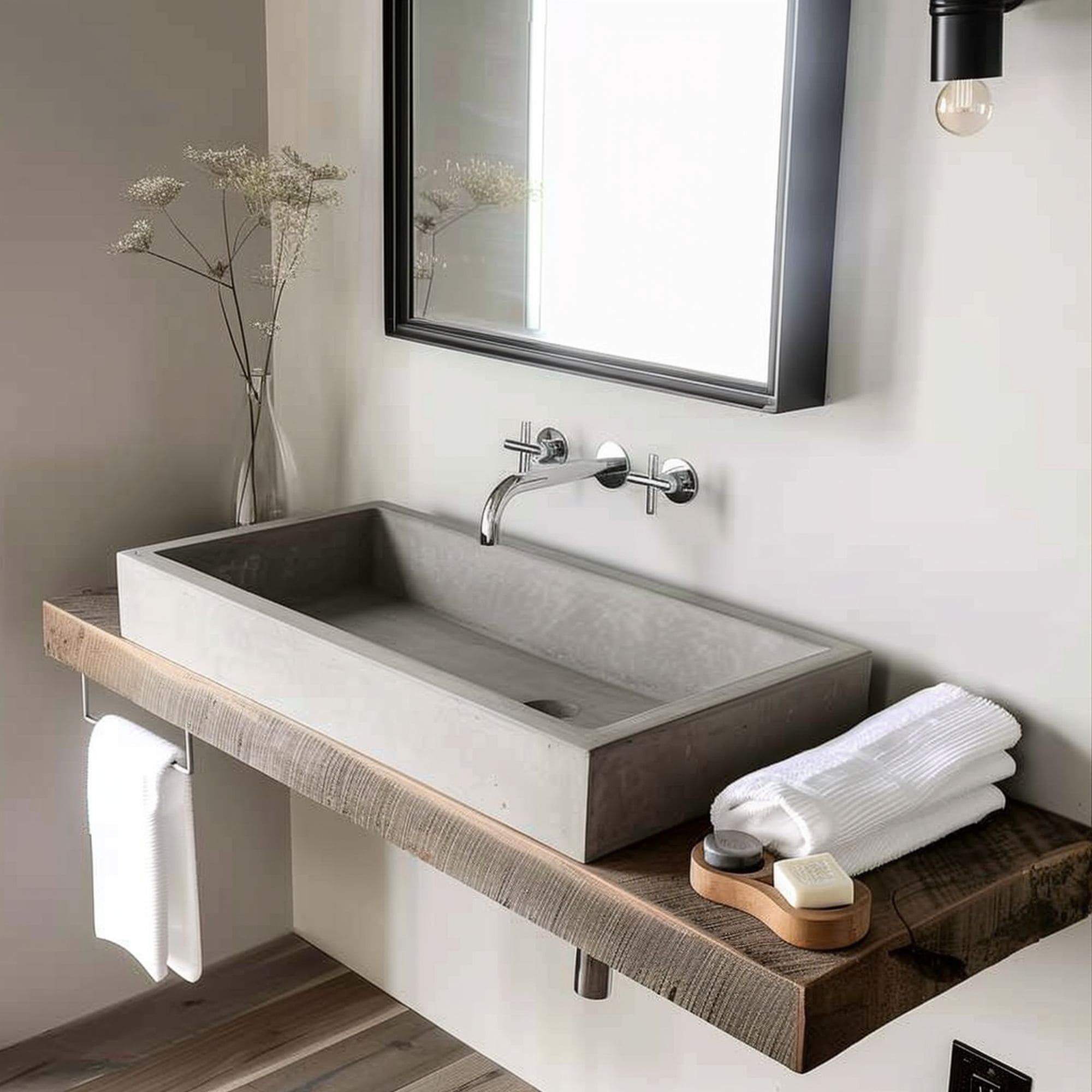 Slim Rectangular Concrete Sink