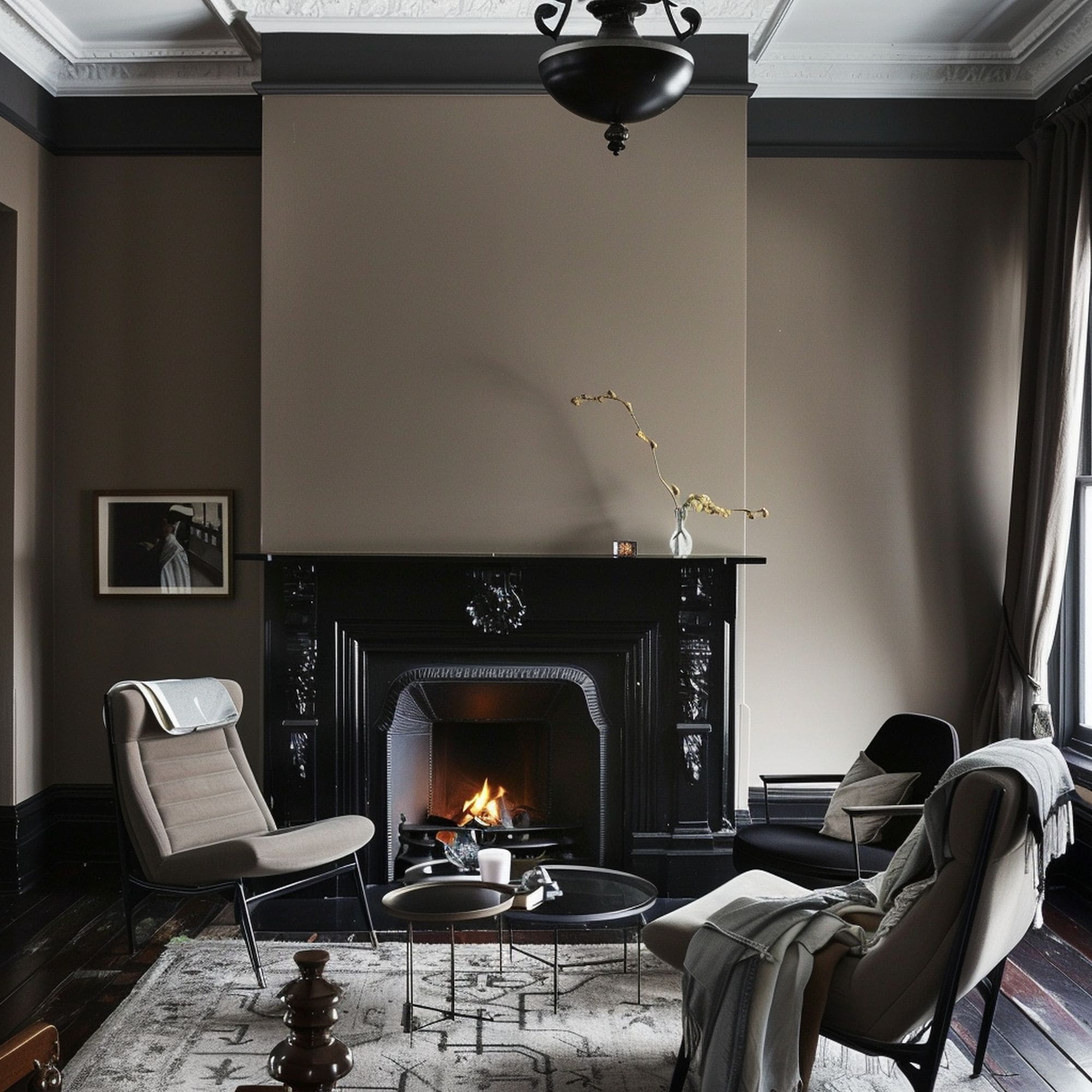 Taupe and Black Living Room