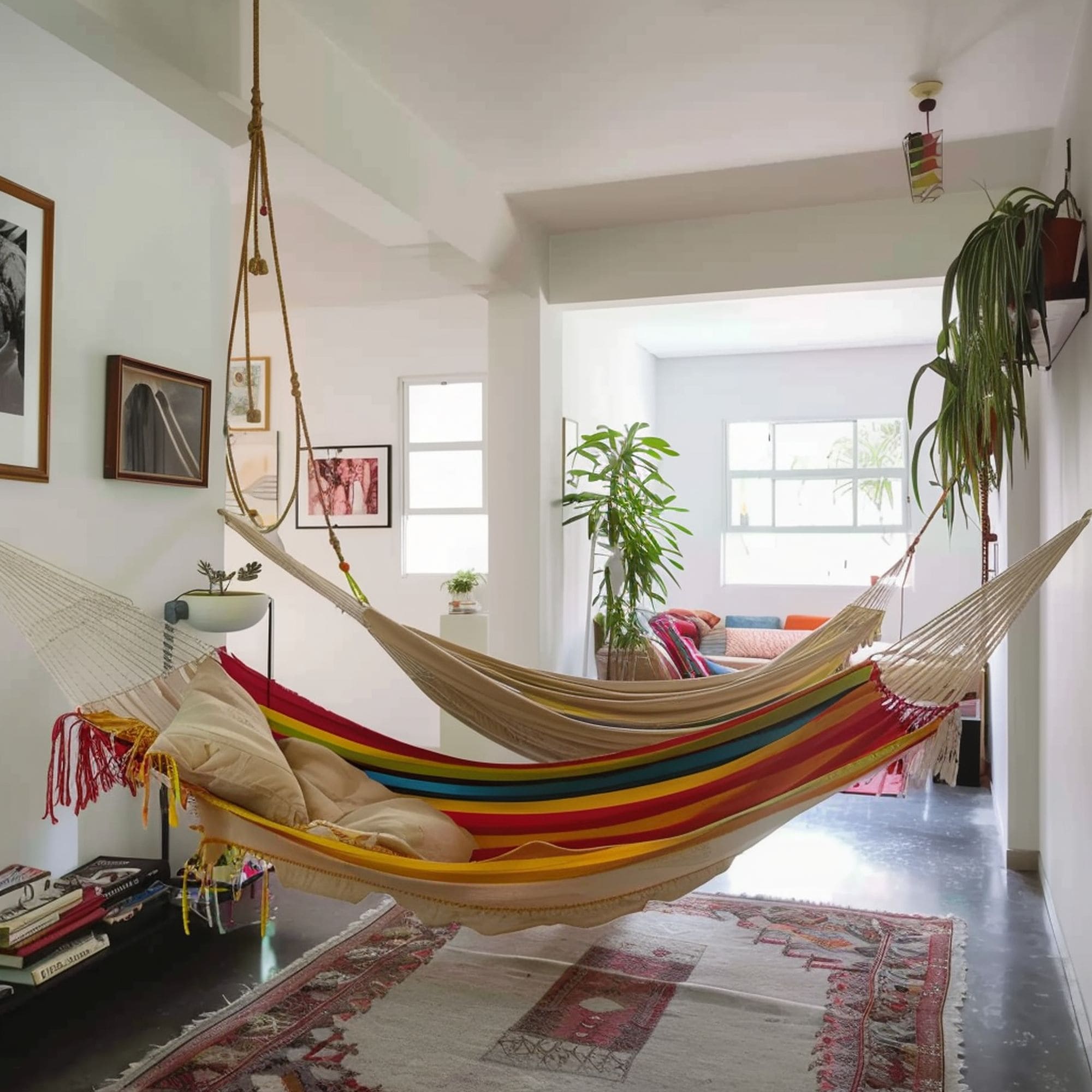 Two Indoor Hammocks Side by Side